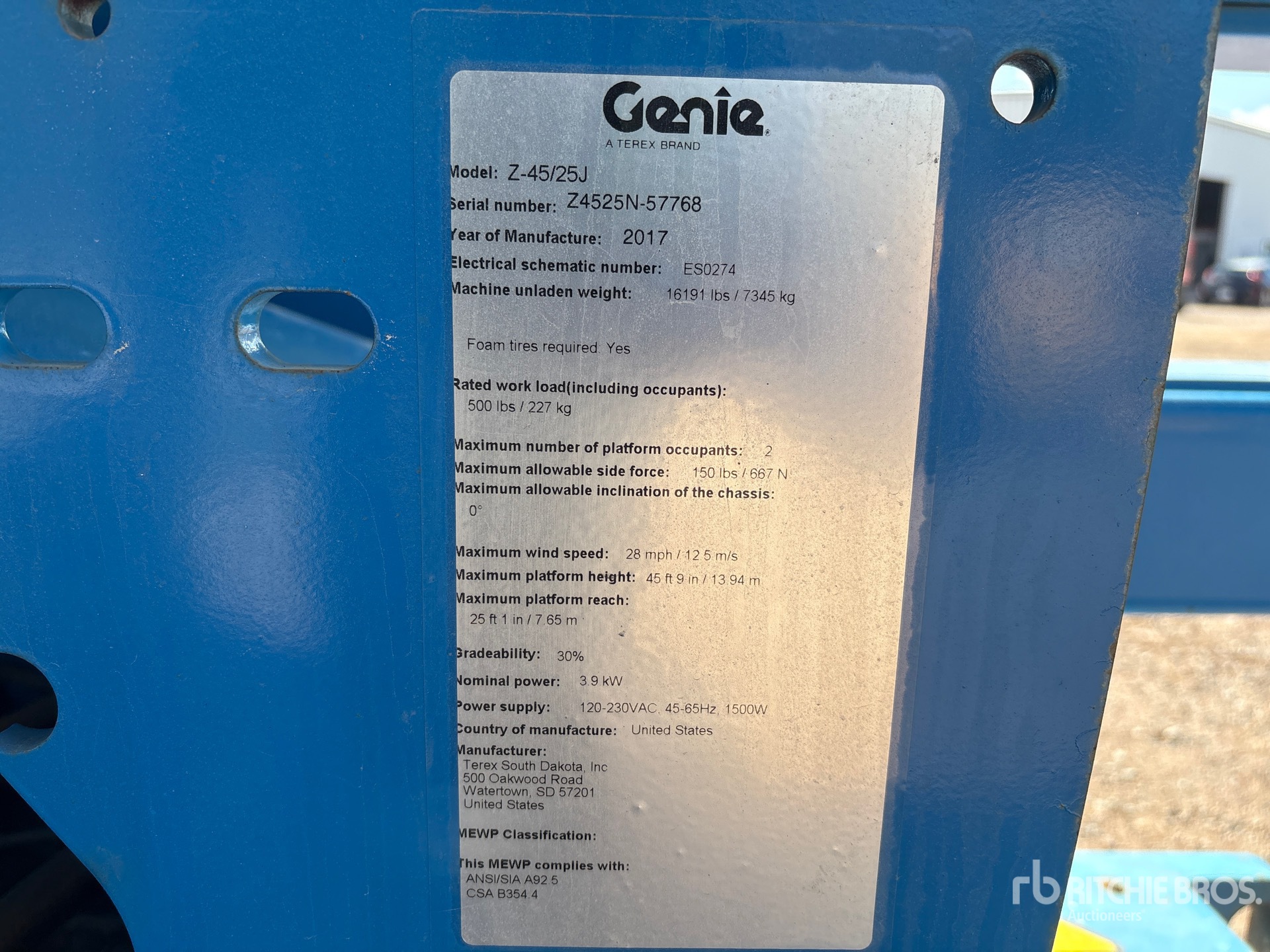 2017 Genie Z-45/25J