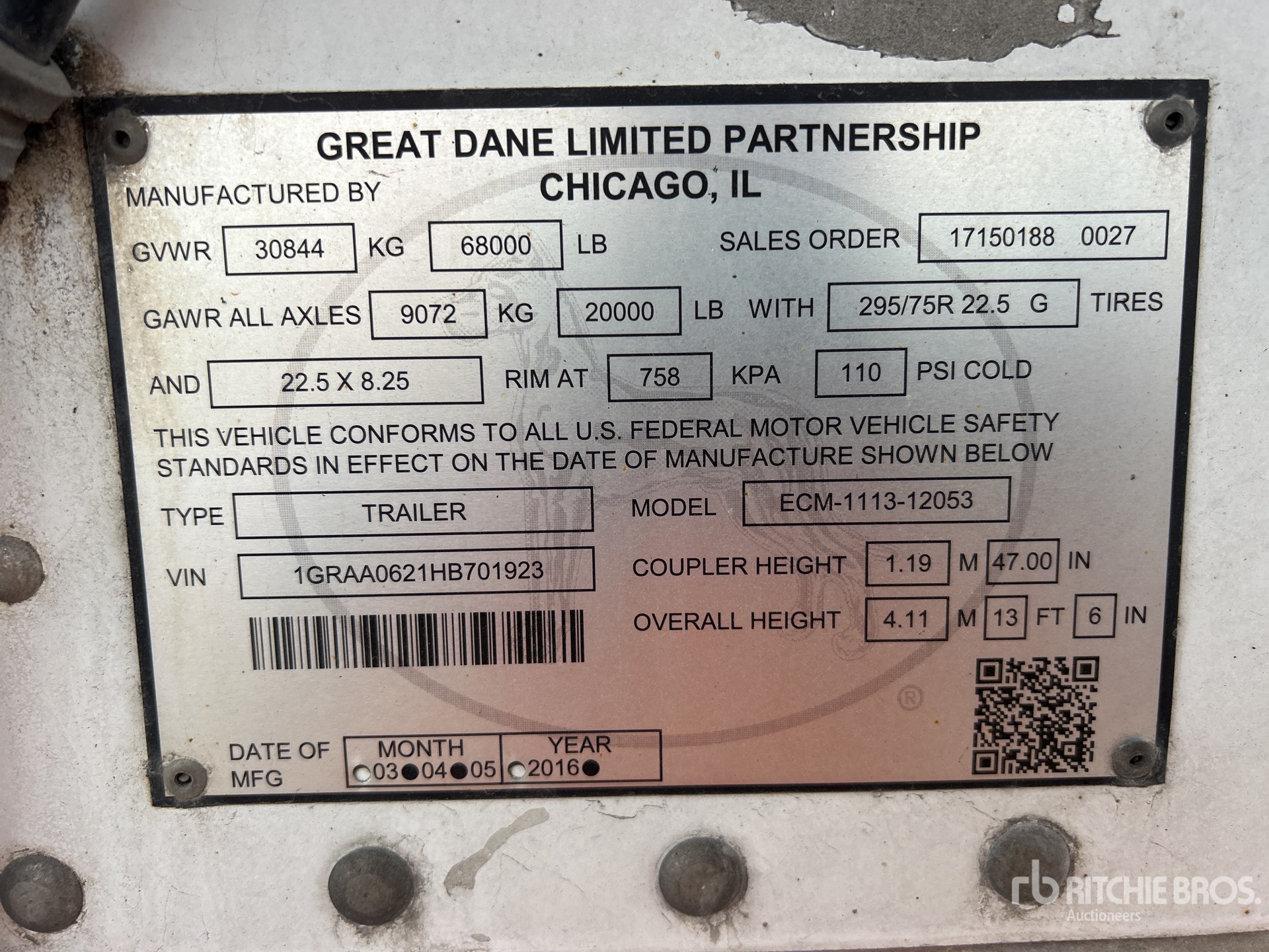 2017 Great Dane 53 ft x 102 in T/A