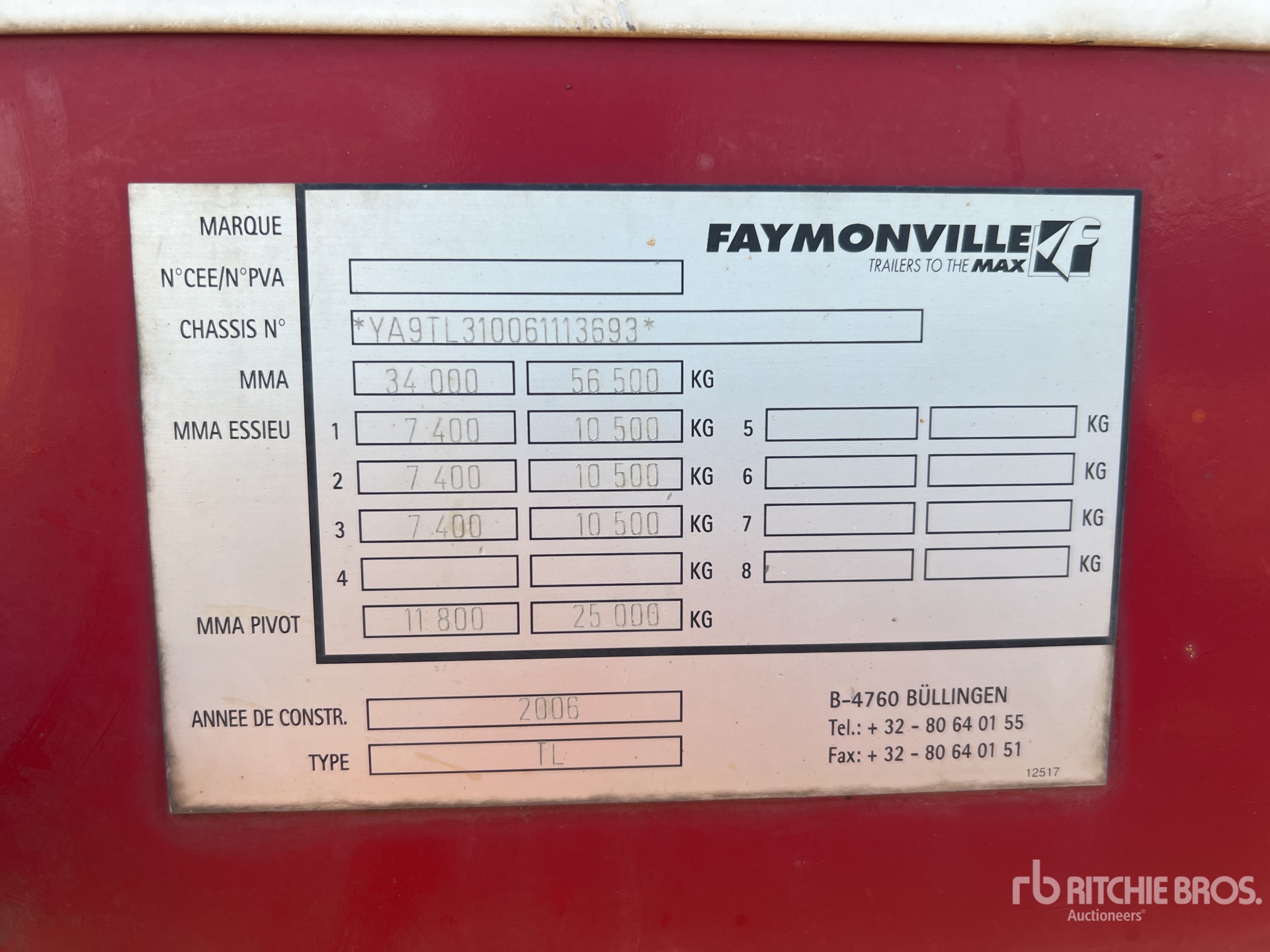 2007 Faymonville 42 TON T/A SEMI-REMORQUE PORTE- ...