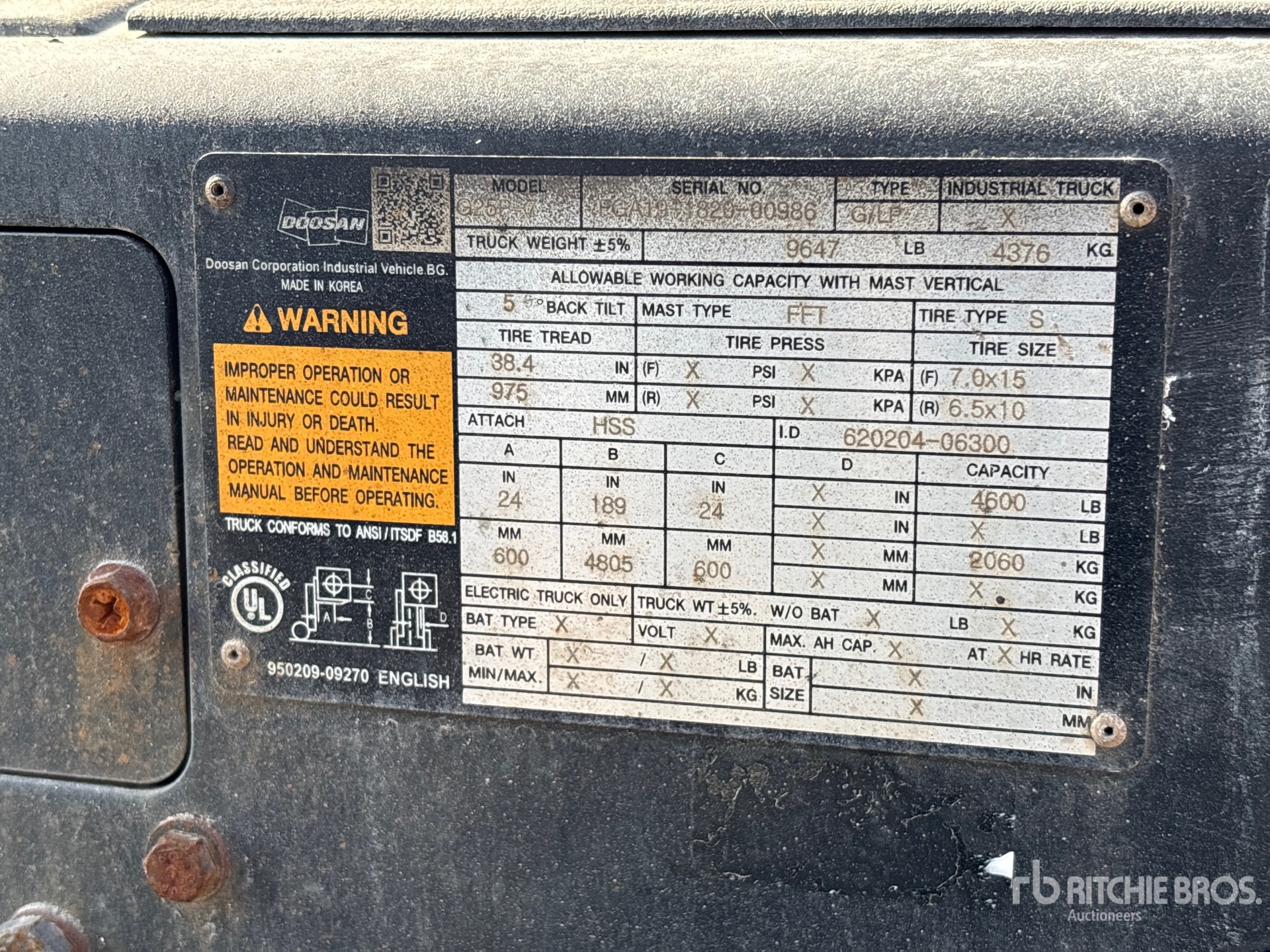 2019 Doosan G25P-7DF