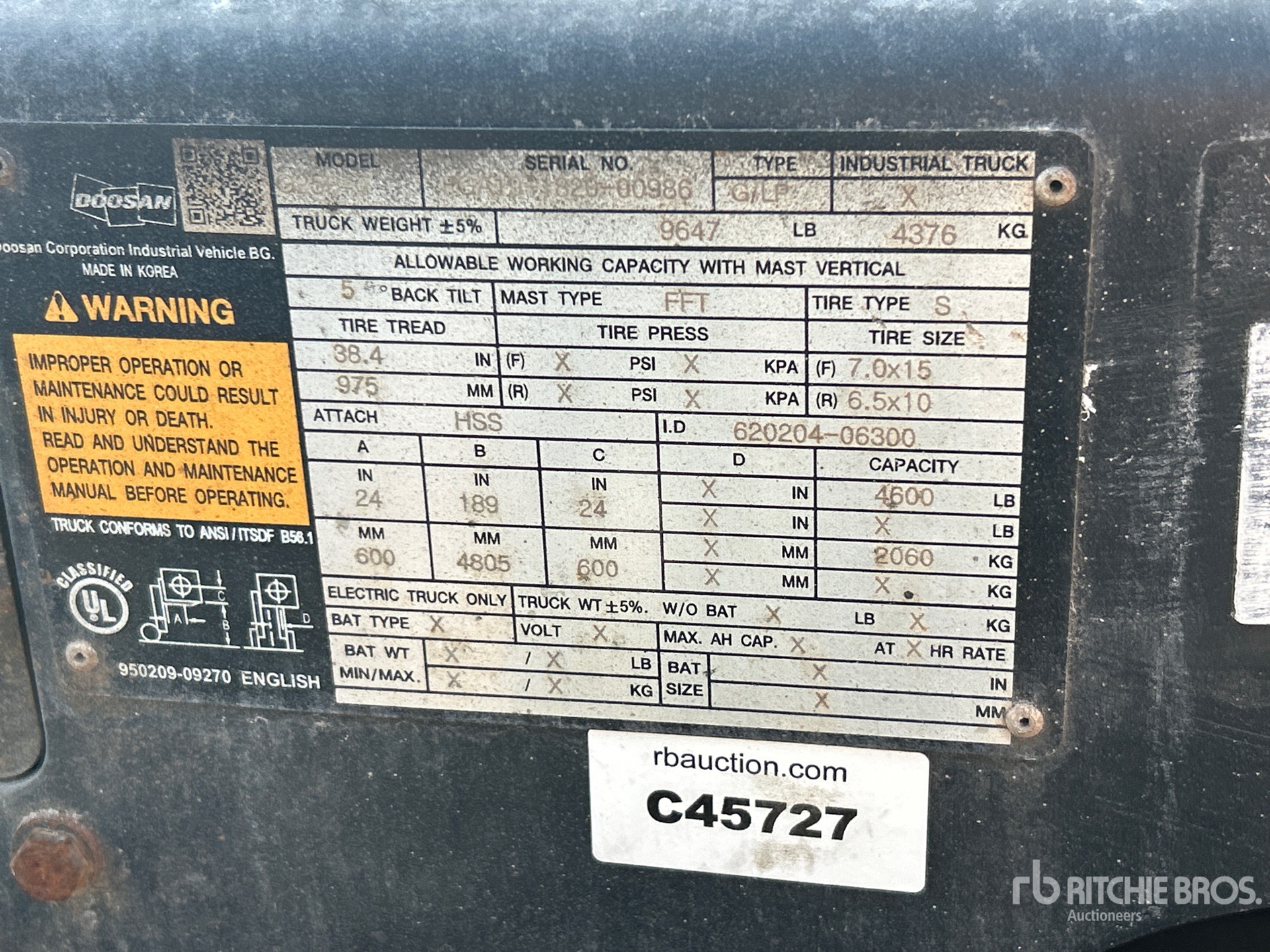 2019 Doosan G25P-7DF