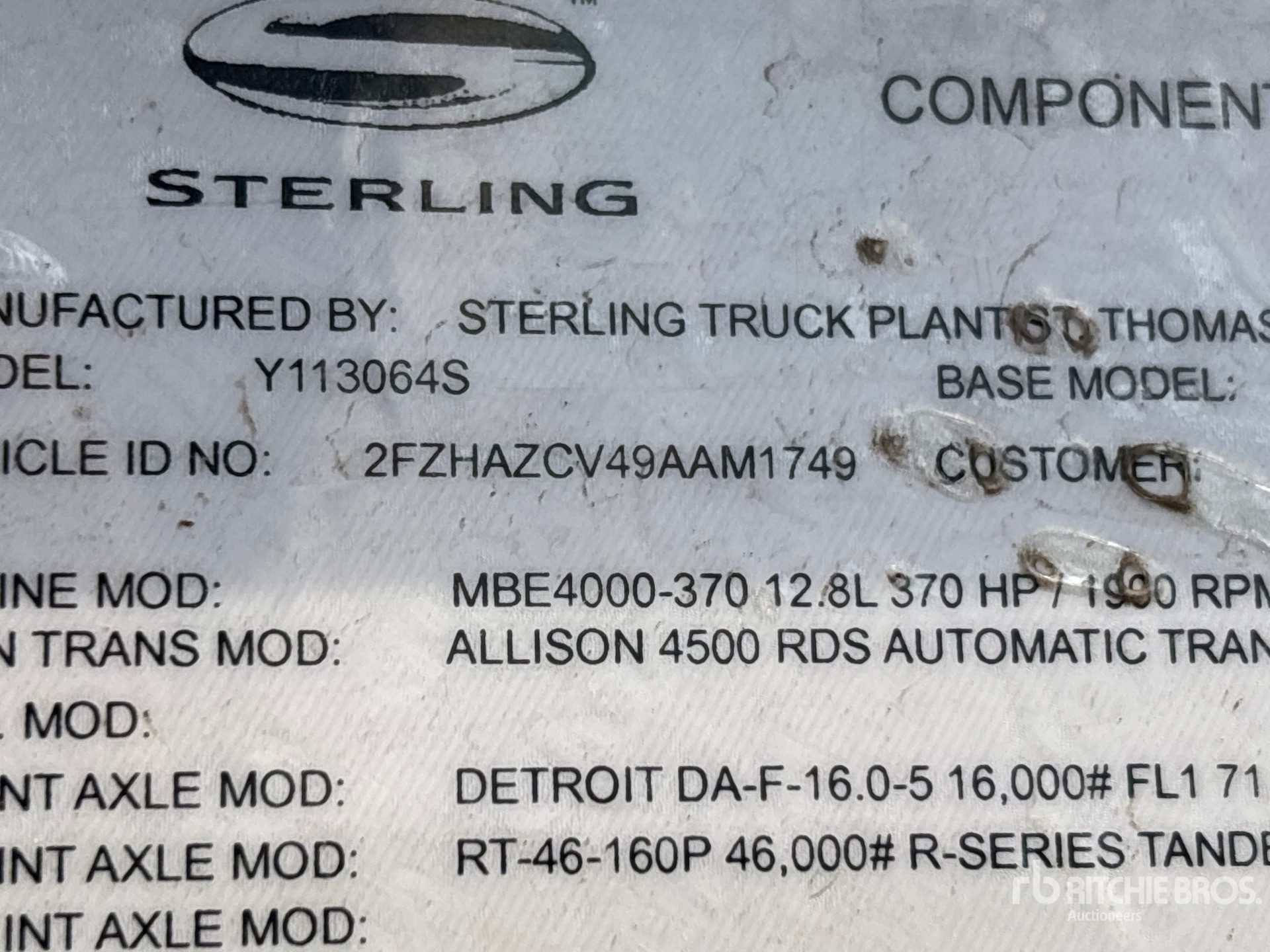 2009 Sterling L9500