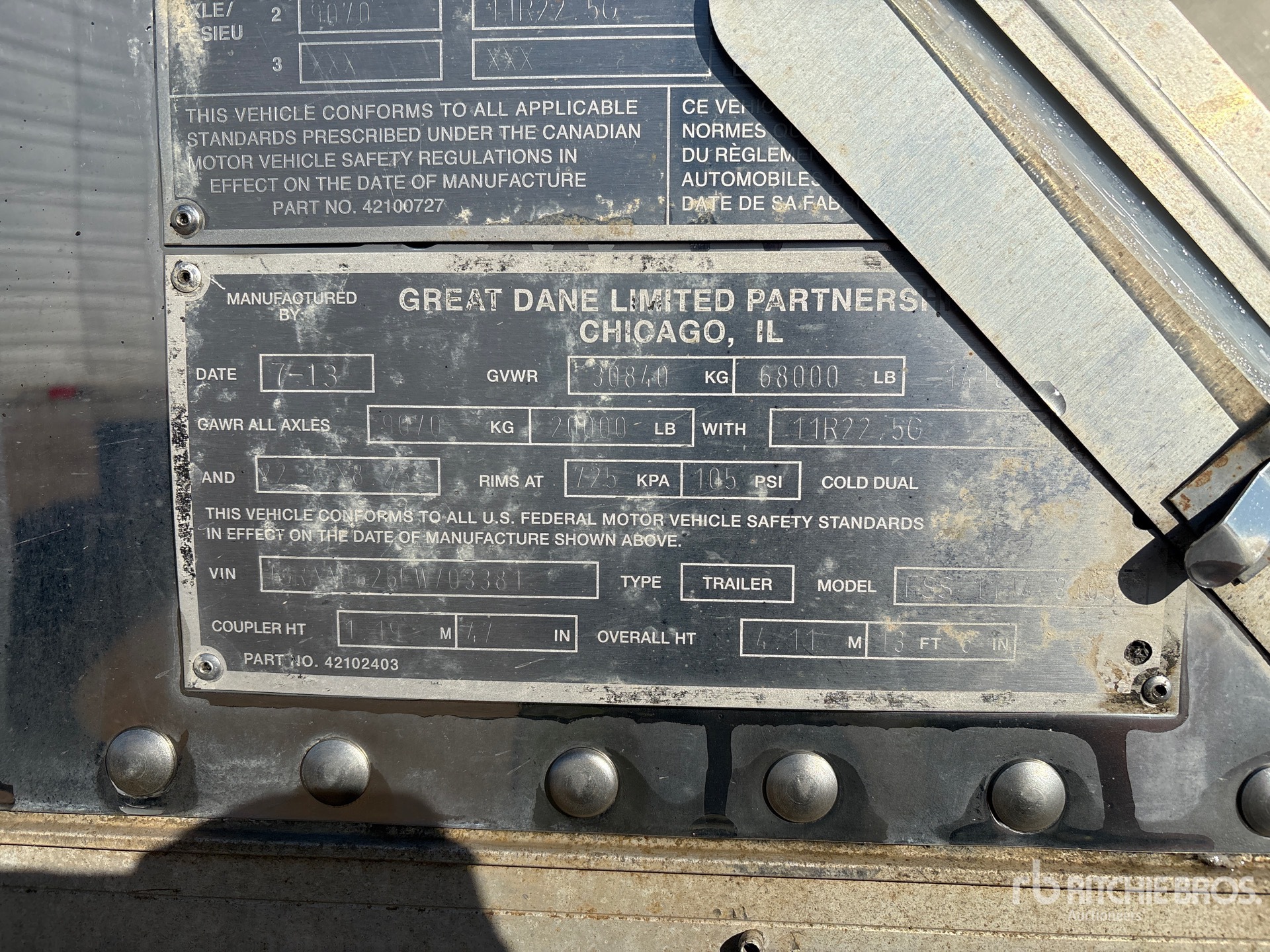 2014 Great Dane 53 FT X 102 IN T/A