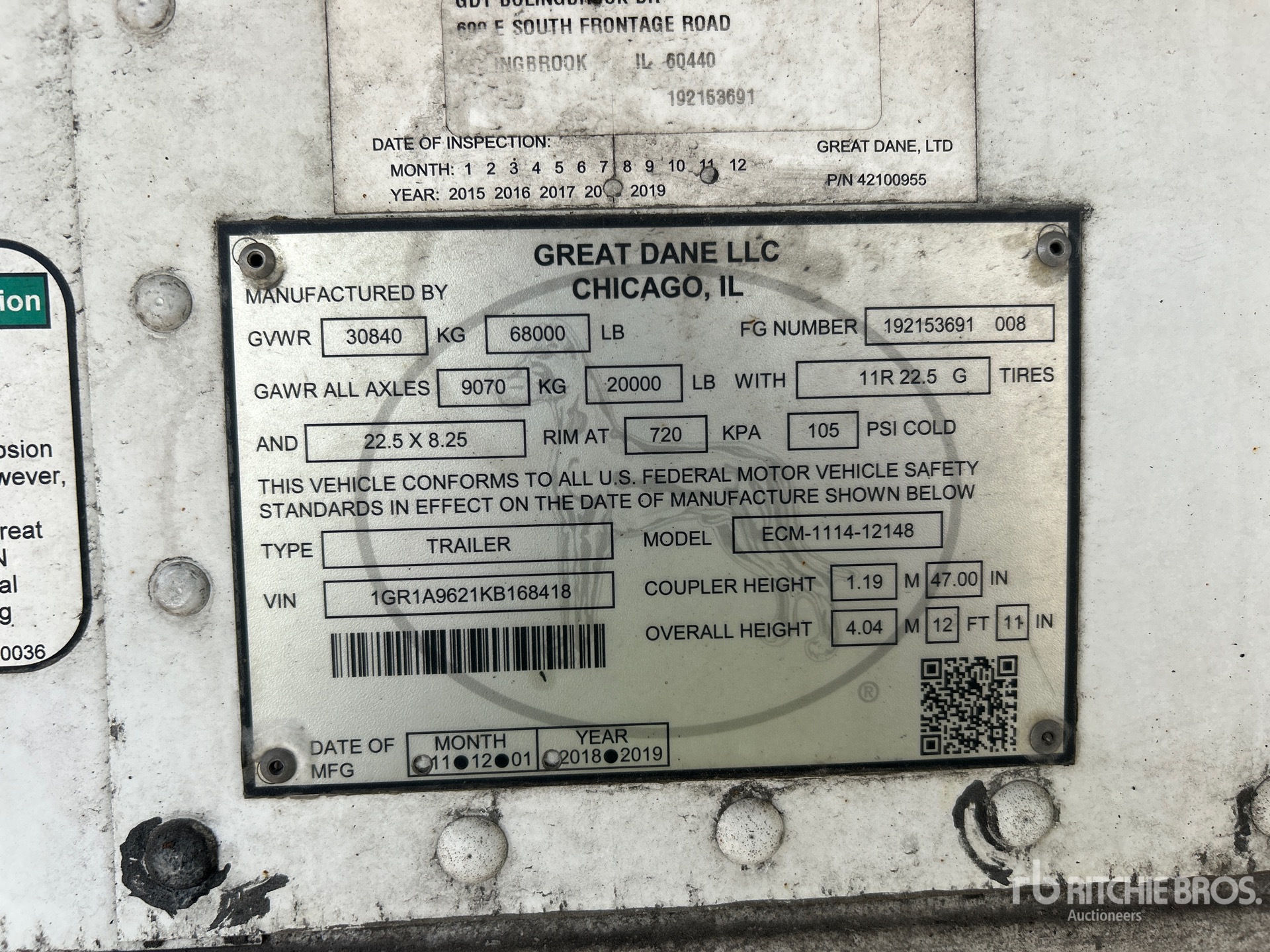 2019 Great Dane ECM-1114-12148