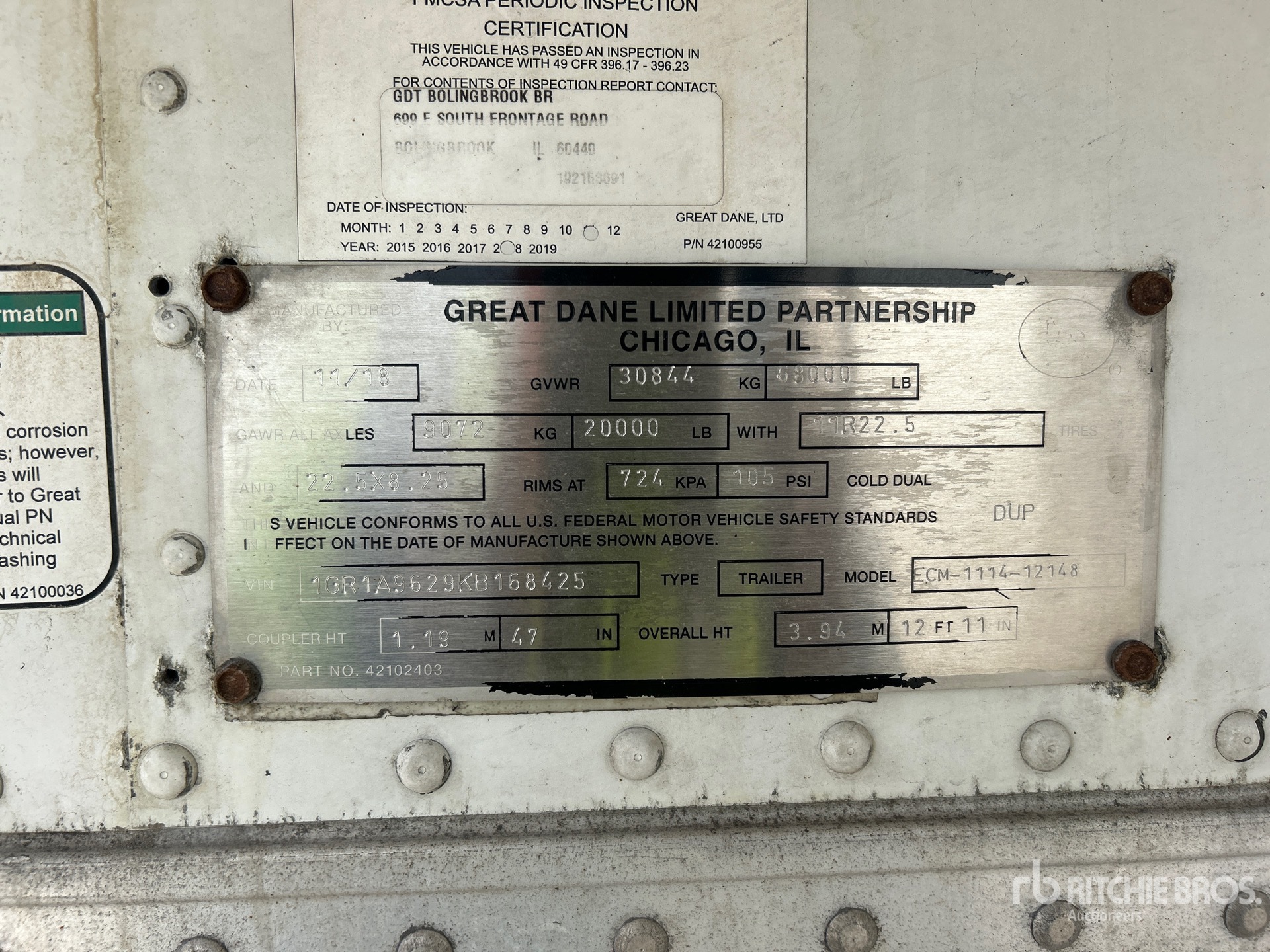 2019 Great Dane ECM-1114-12148