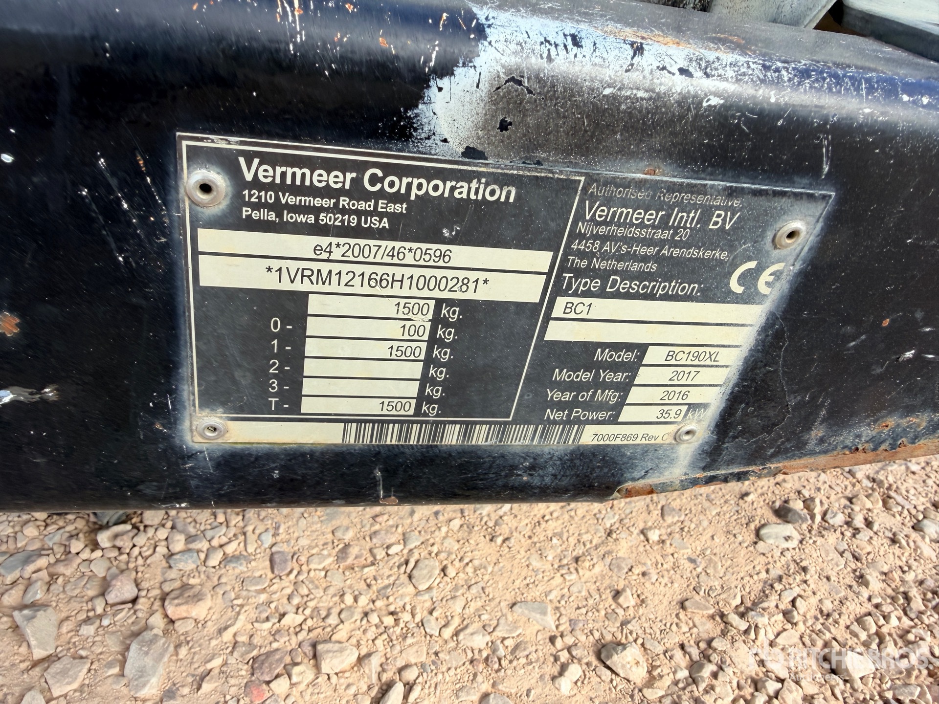 2016 Vermeer BC190XL