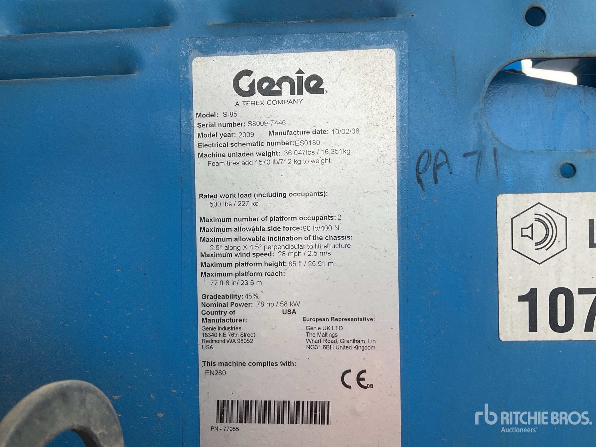 2009 Genie S85