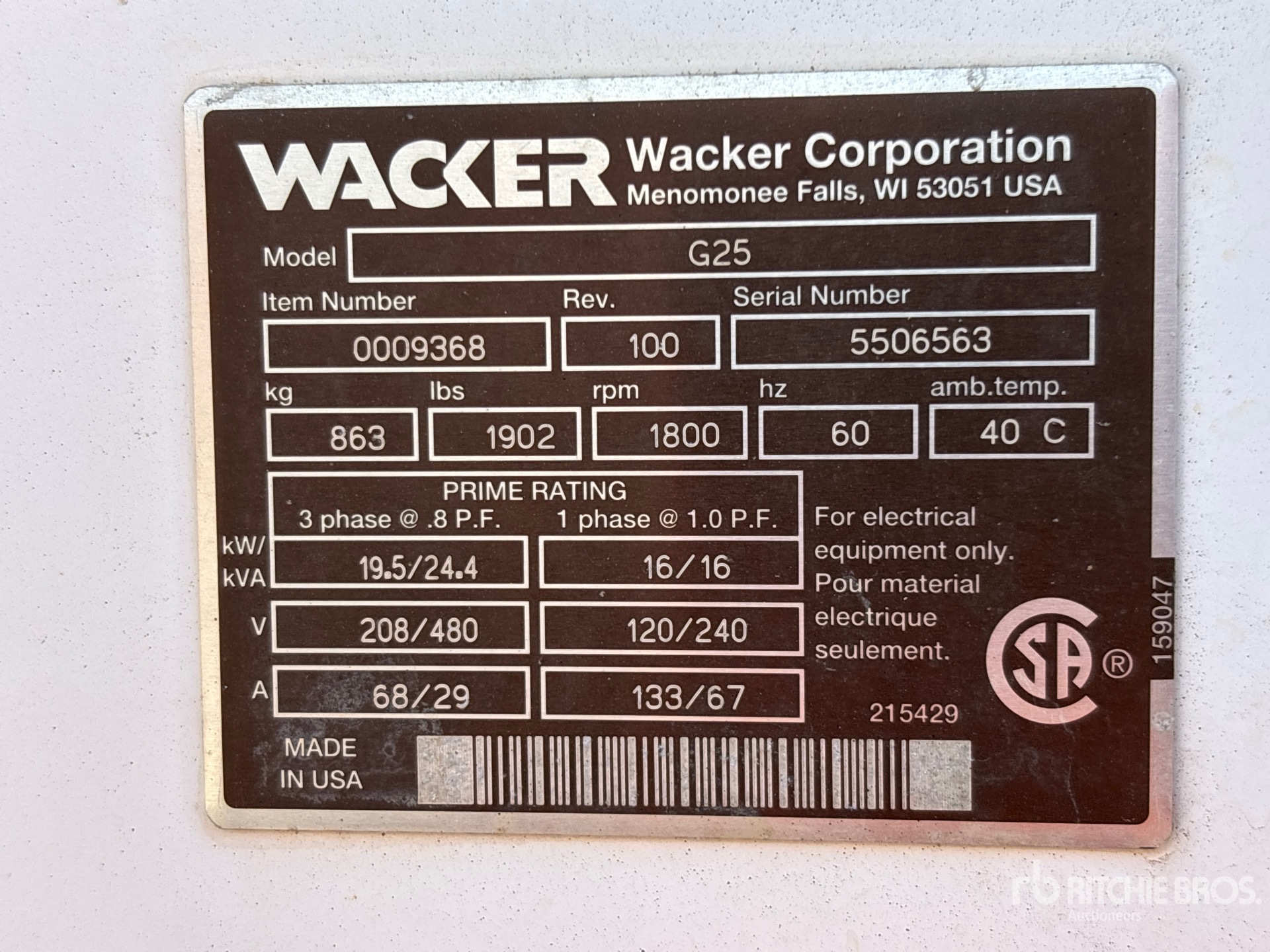 2005 Wacker Neuson G-25