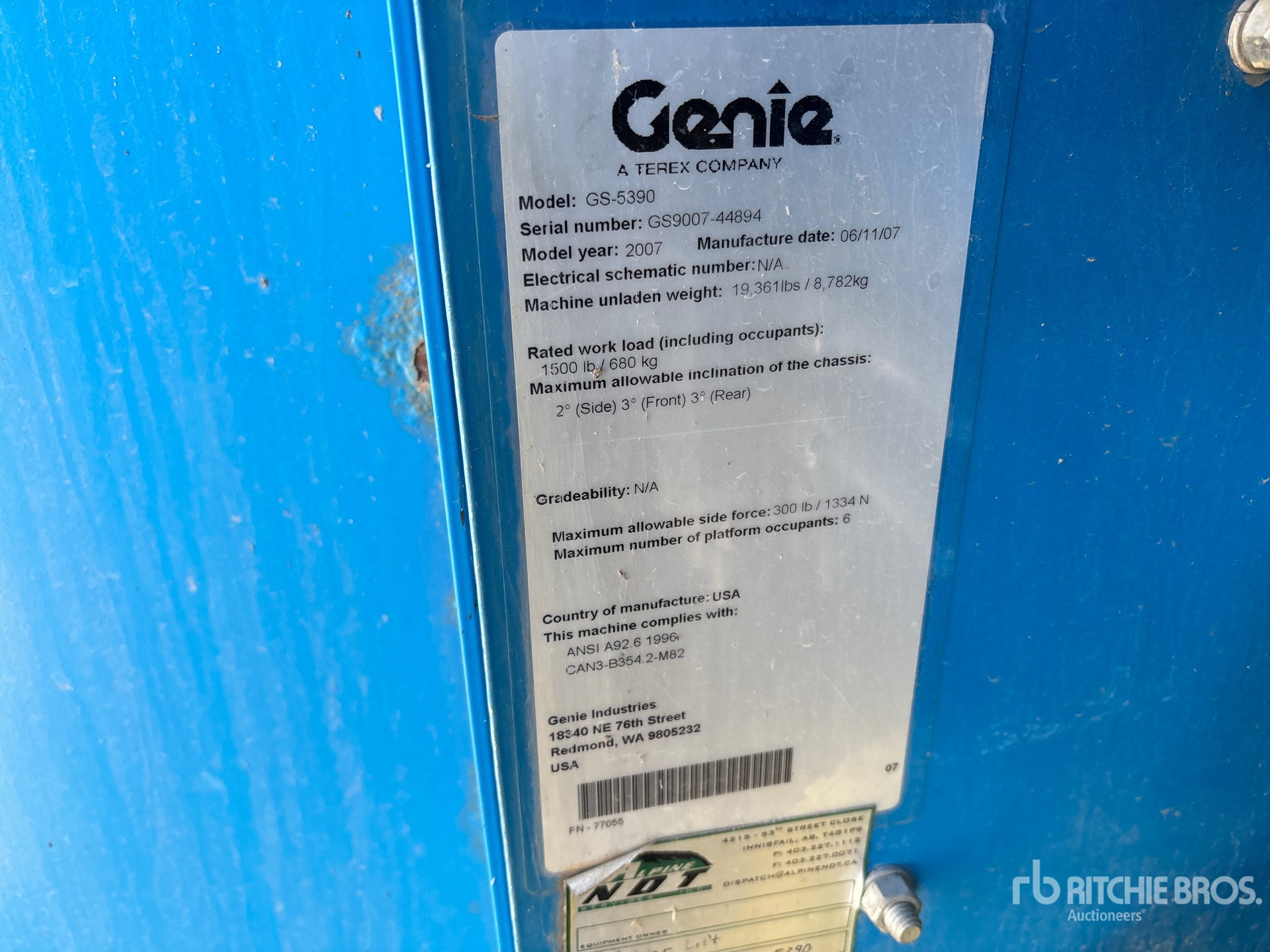 2007 Genie GS-5390