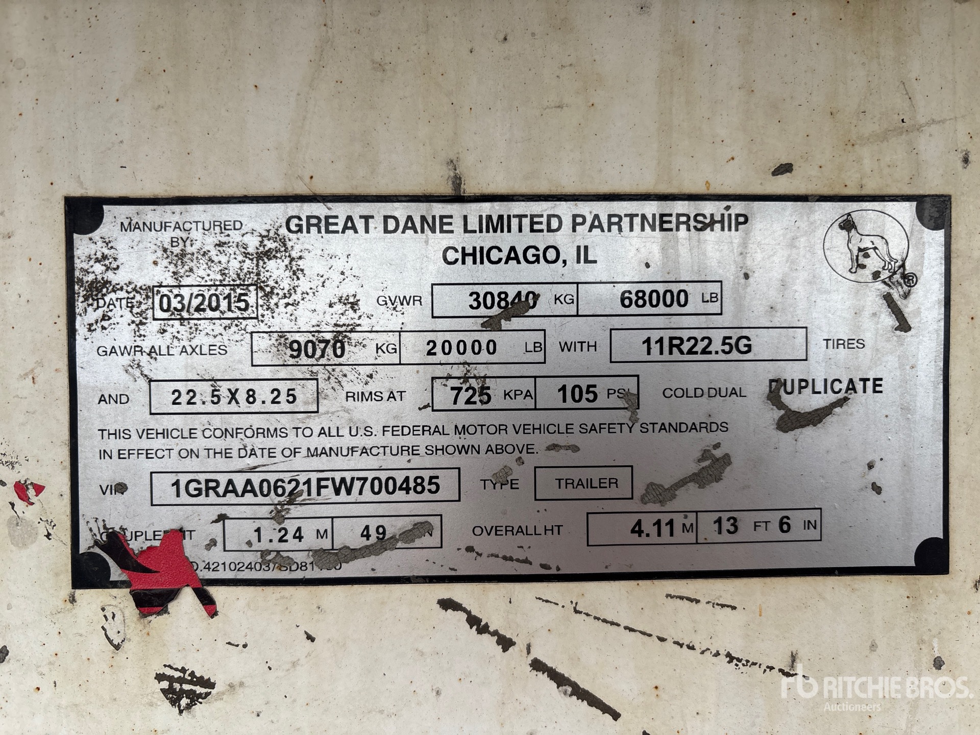 2015 Great Dane 53 ft x 102 in T/A
