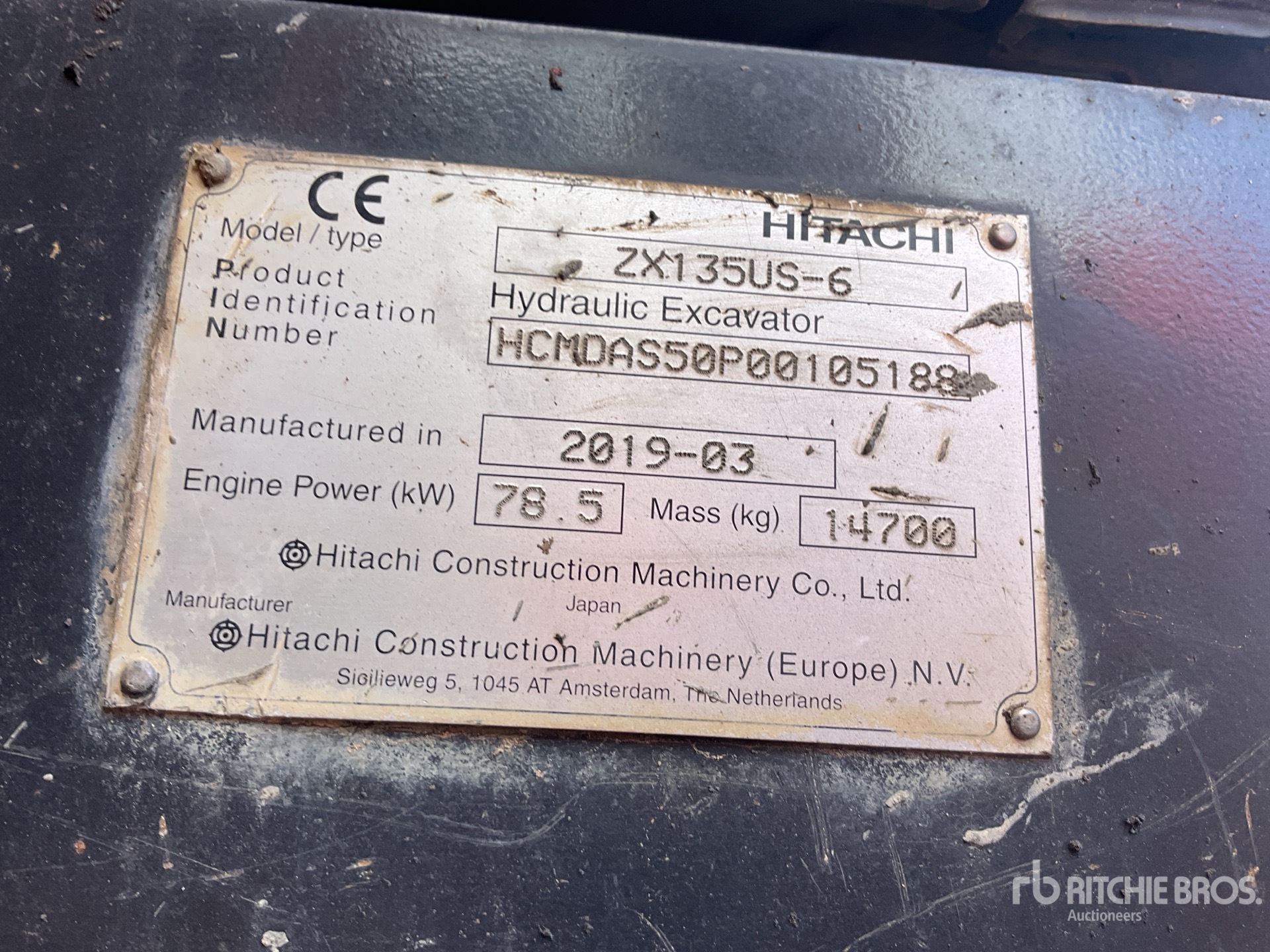 2019 Hitachi ZX135US-5