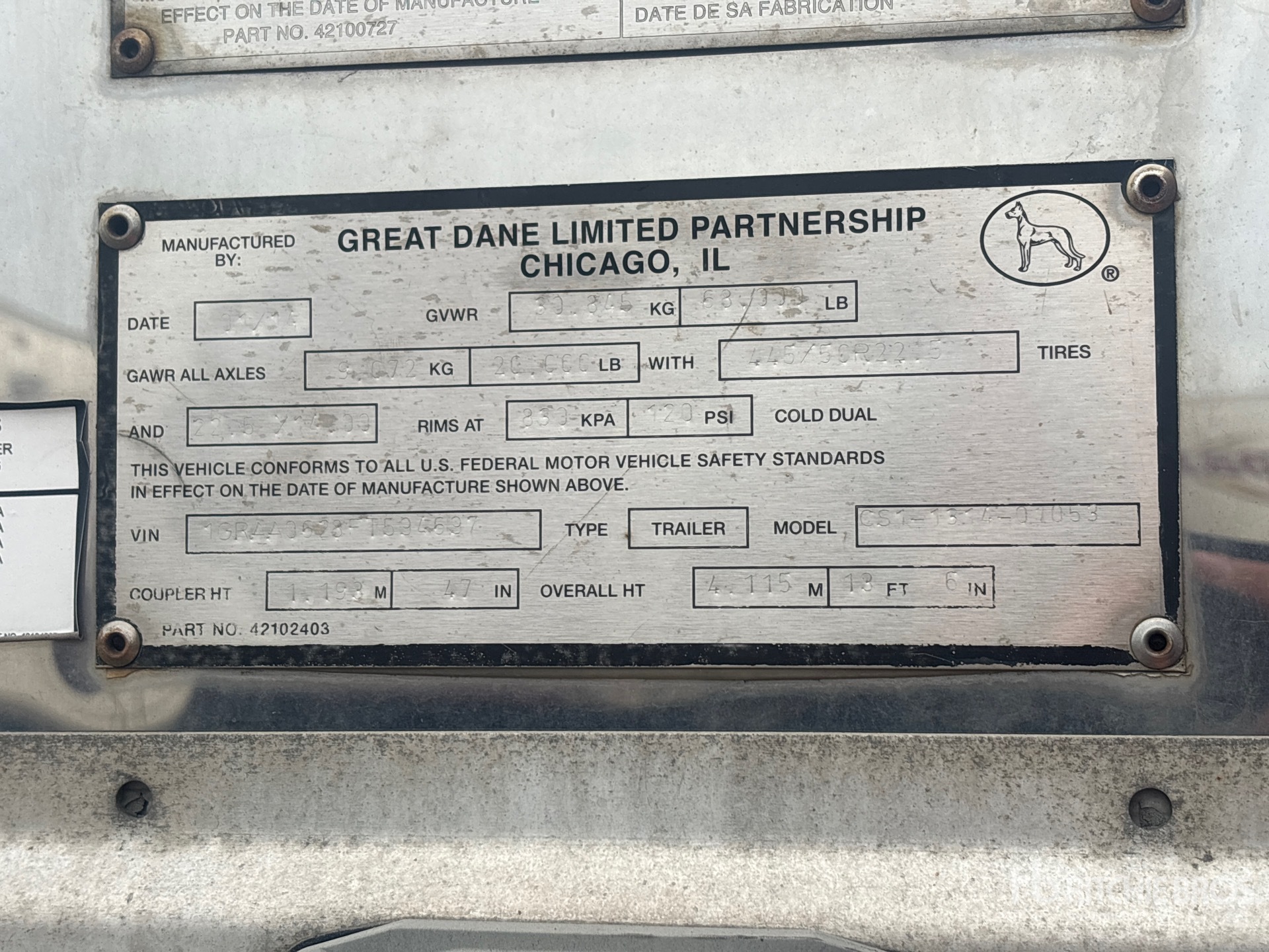 2015 Great Dane CS1-1314-01053