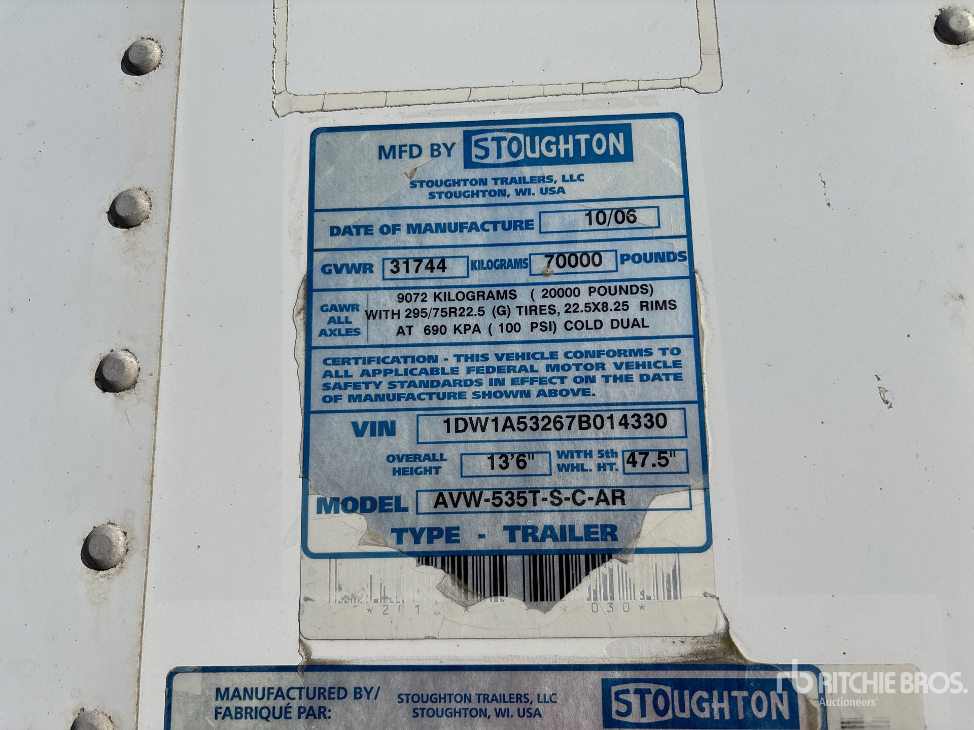 2007 Stoughton AVW-535T-S-C-AR