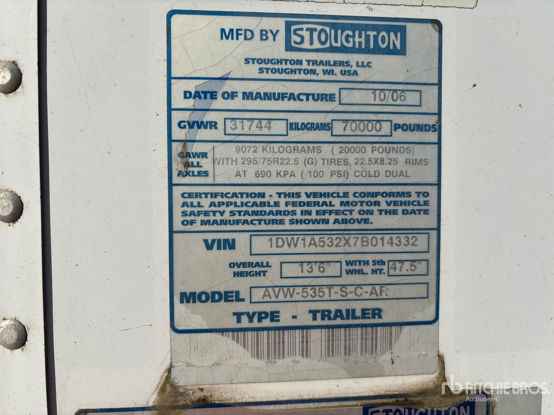 2007 Stoughton AVW-535T-S-C-AR