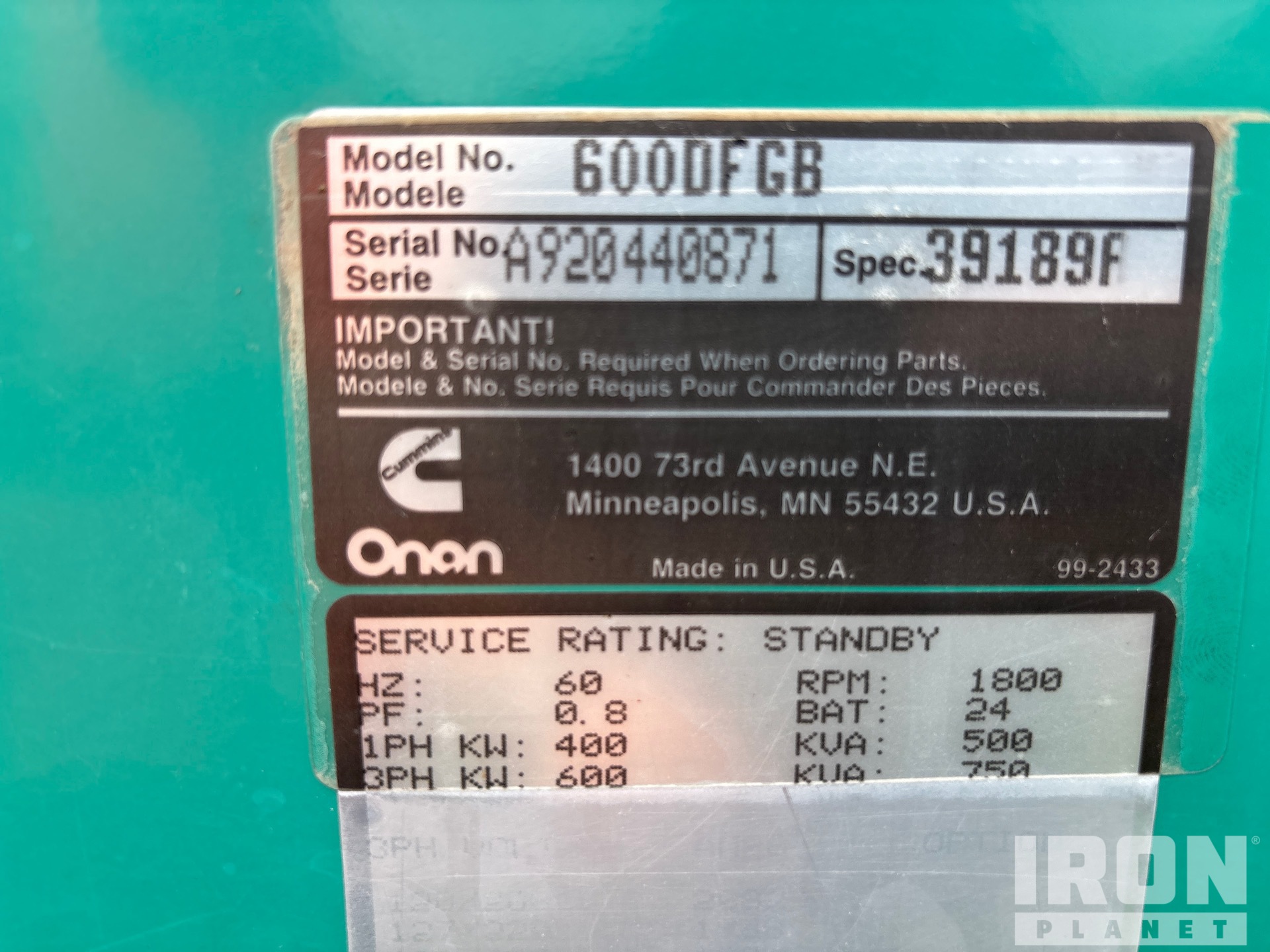 Onan 600DFGB