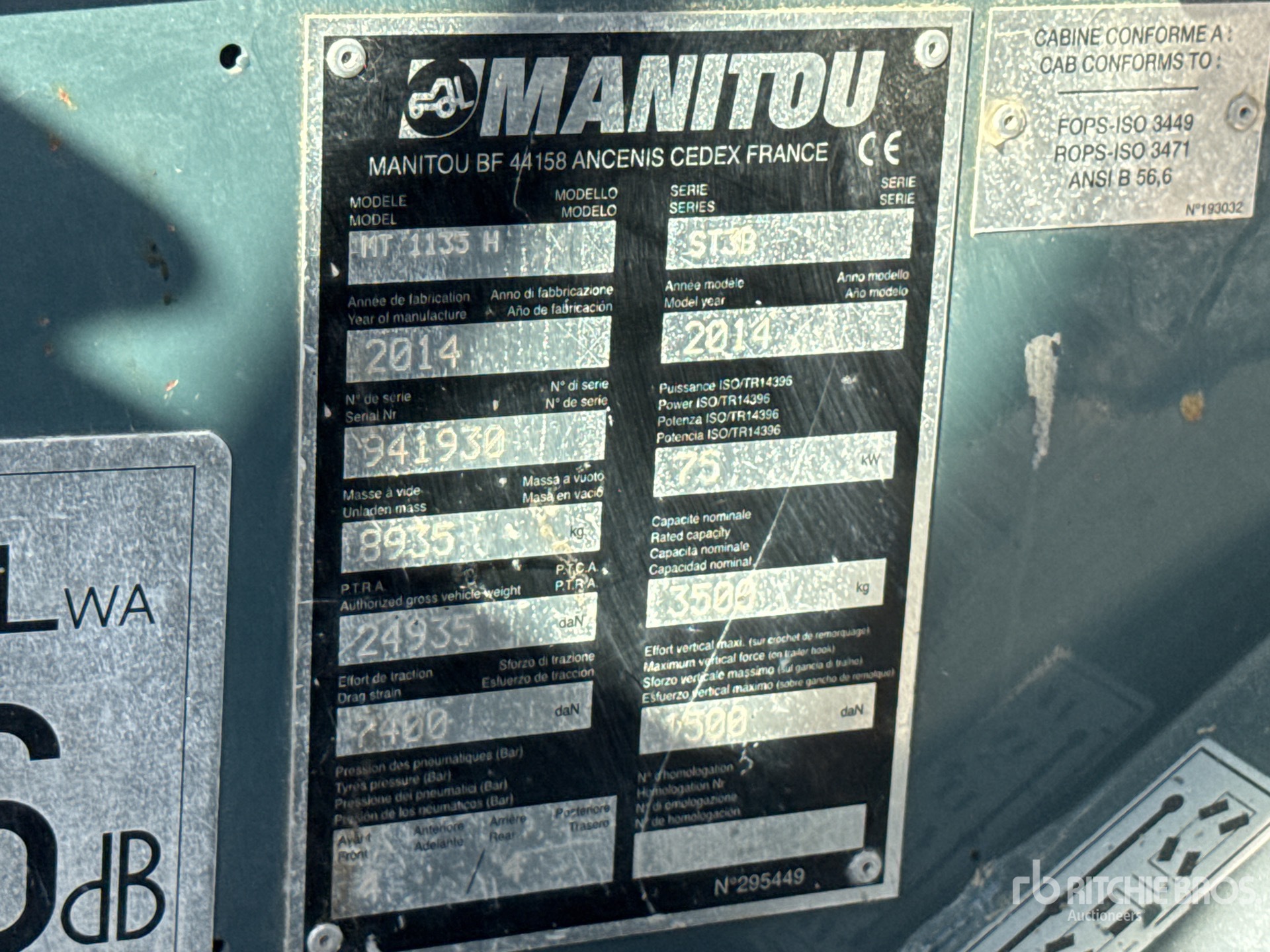 2014 Manitou MT1135H