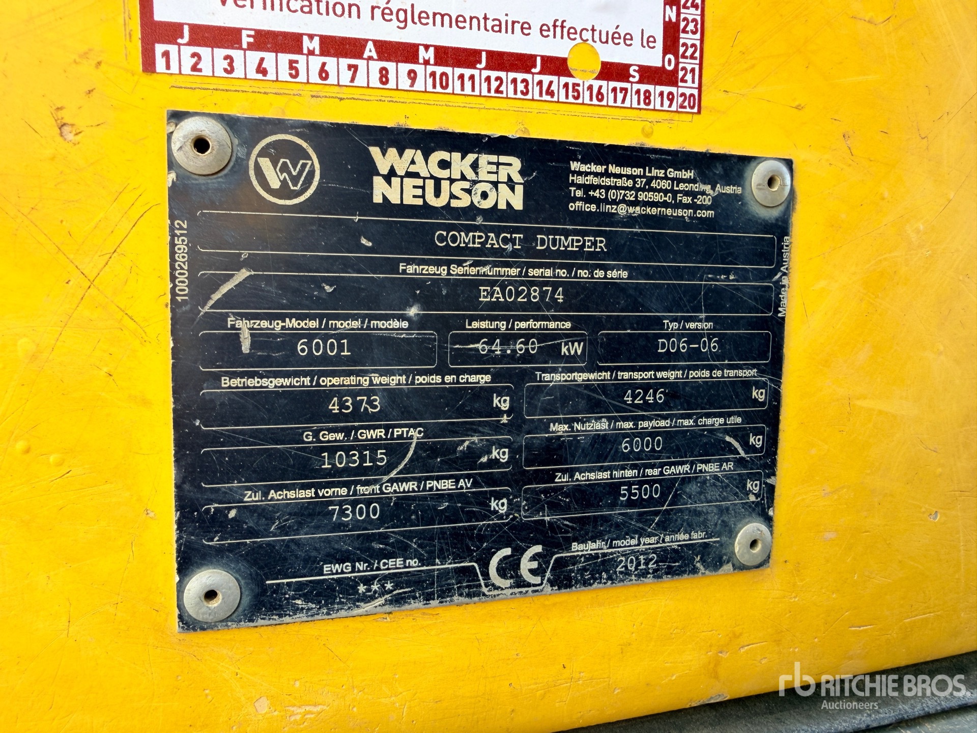 2012 Wacker Neuson 6001