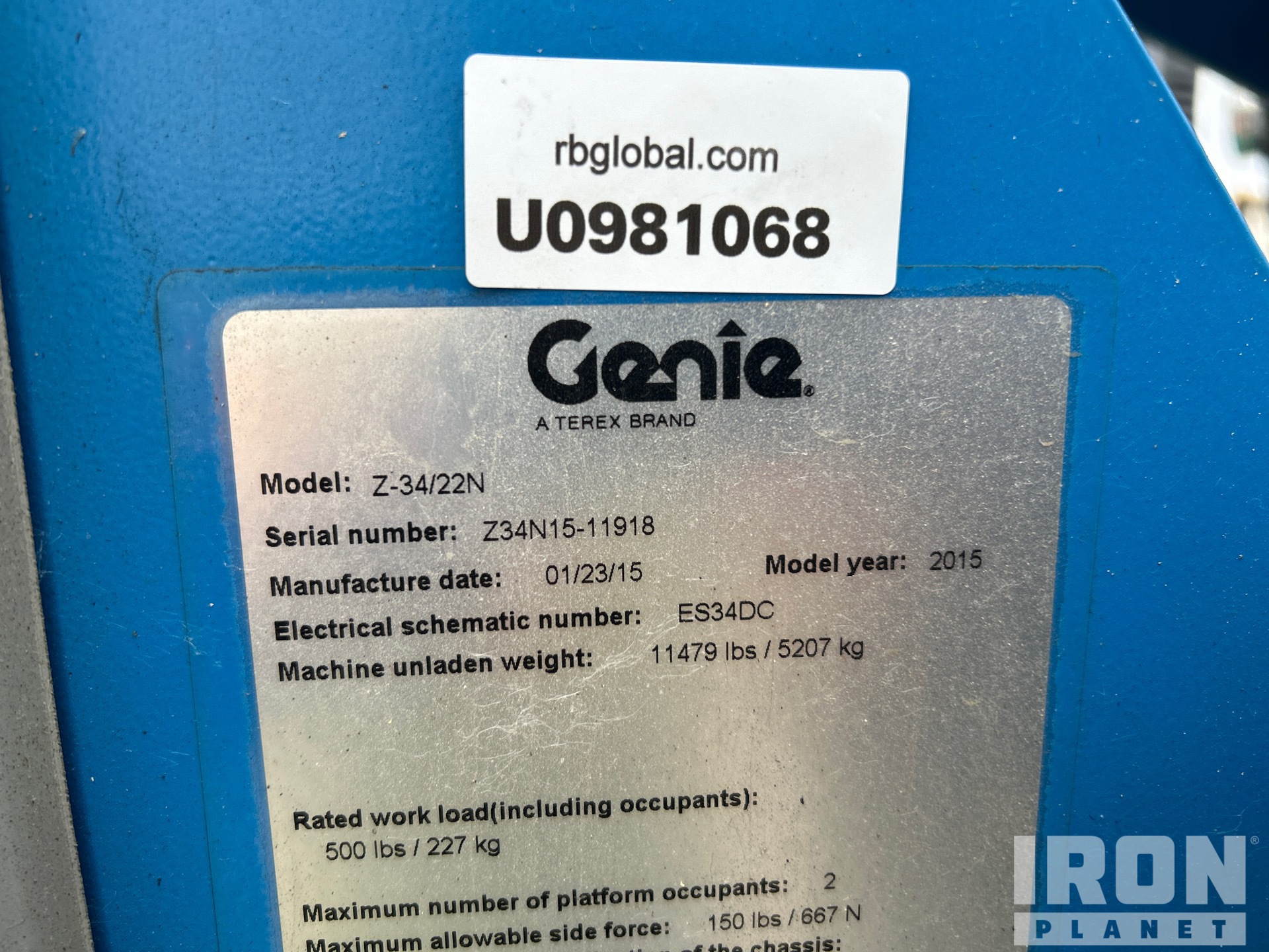2015 Genie Z34/22N