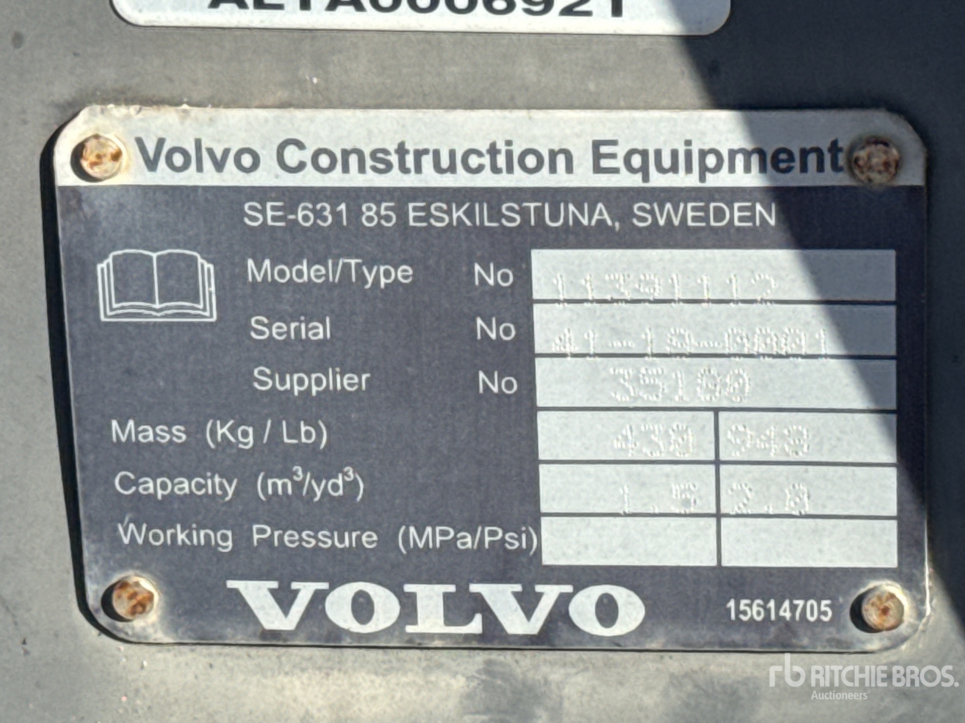 2018 Volvo L30BKT1.96Y