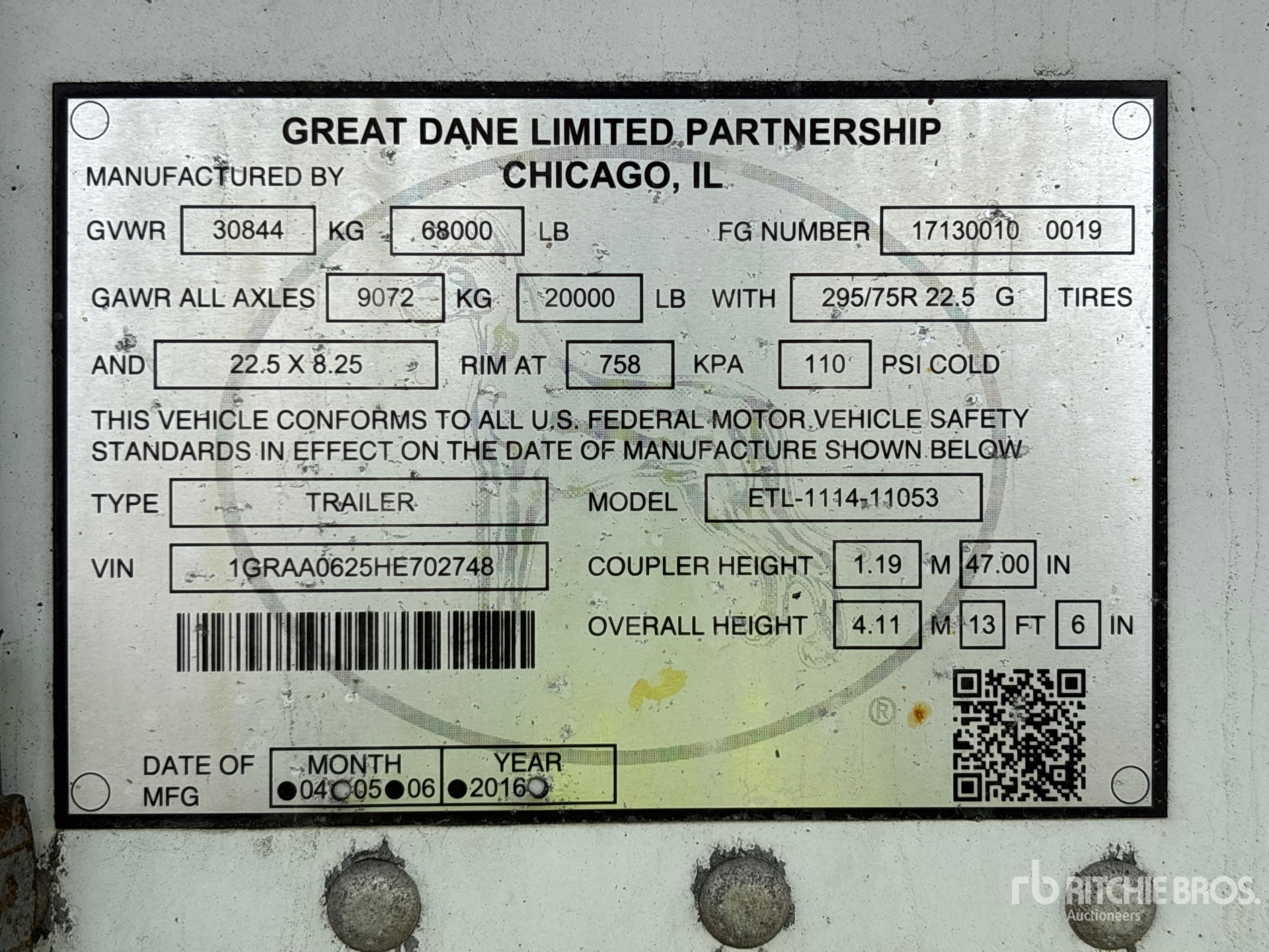 2017 Great Dane ETL-1114-11053