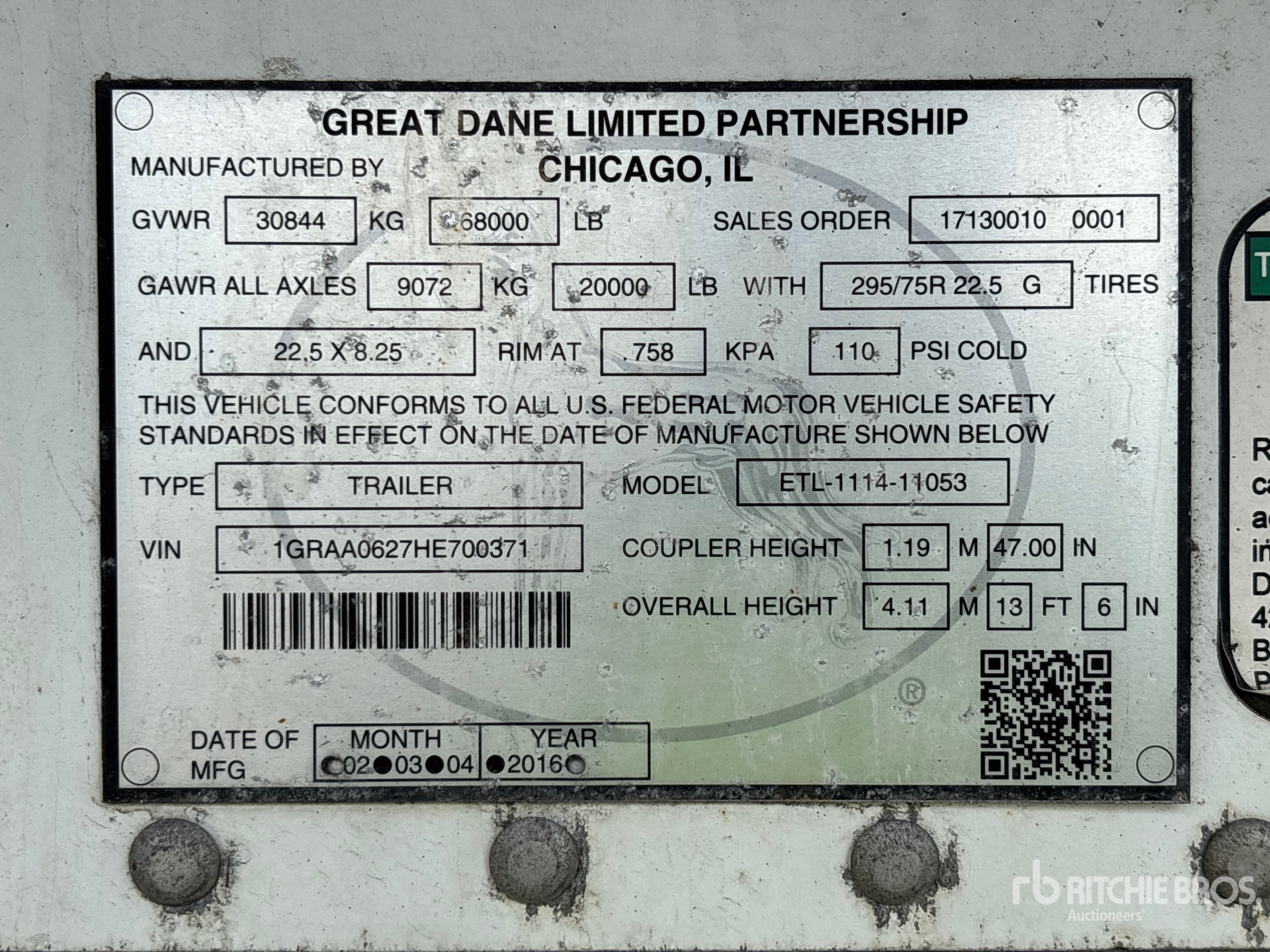 2017 Great Dane ETL-1114-11053