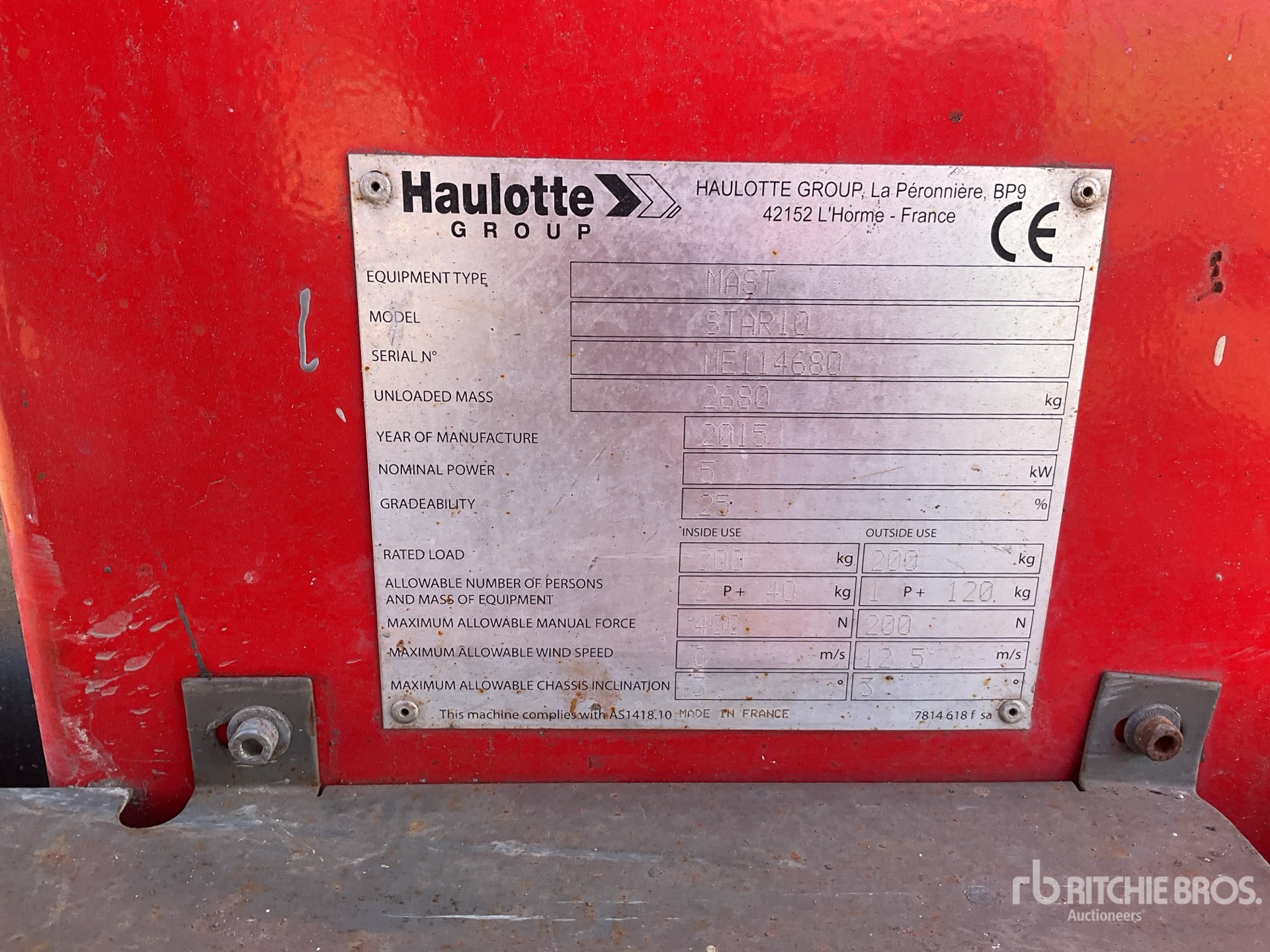 2015 Haulotte STAR10