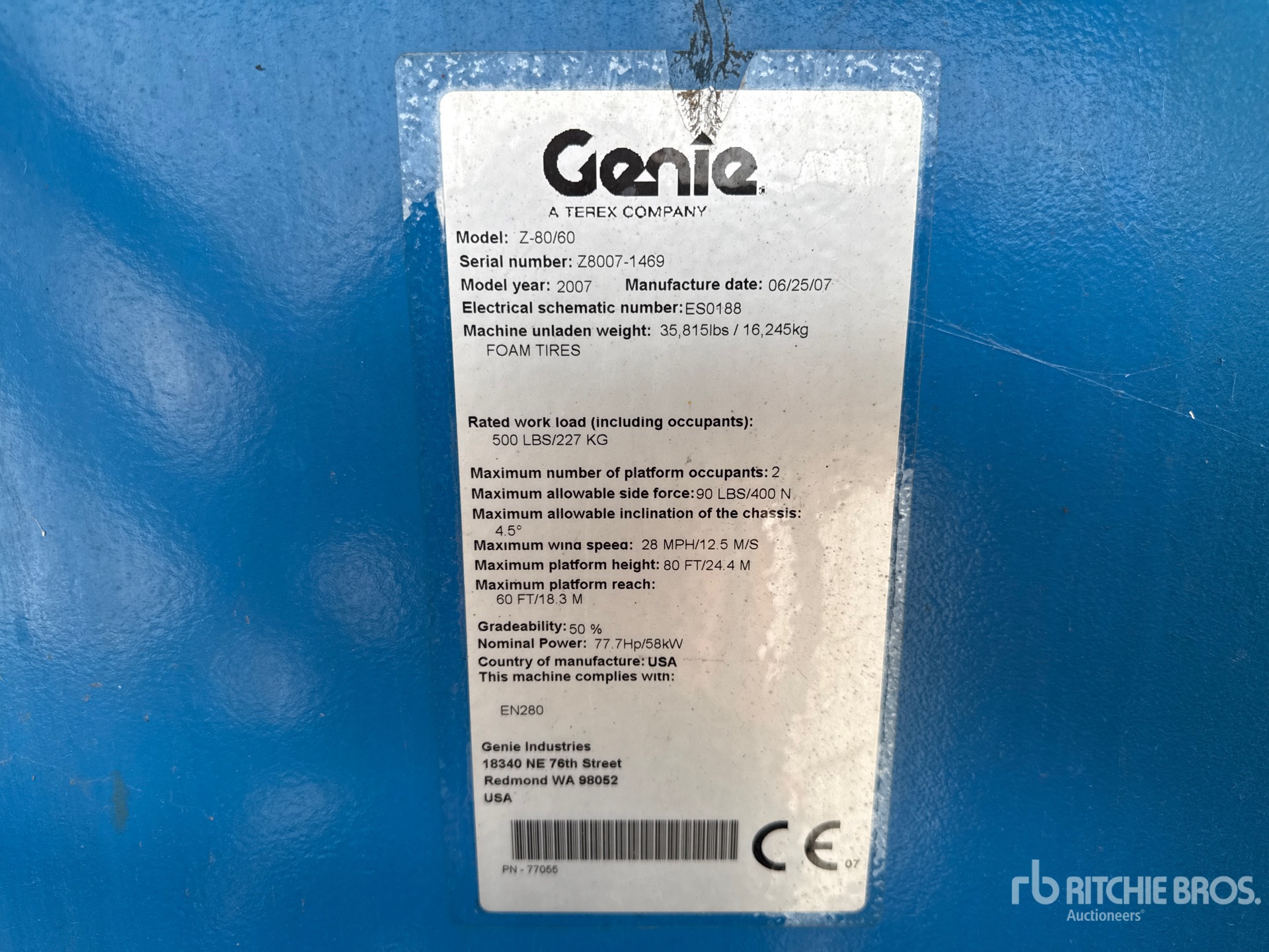 2007 Genie Z80/60