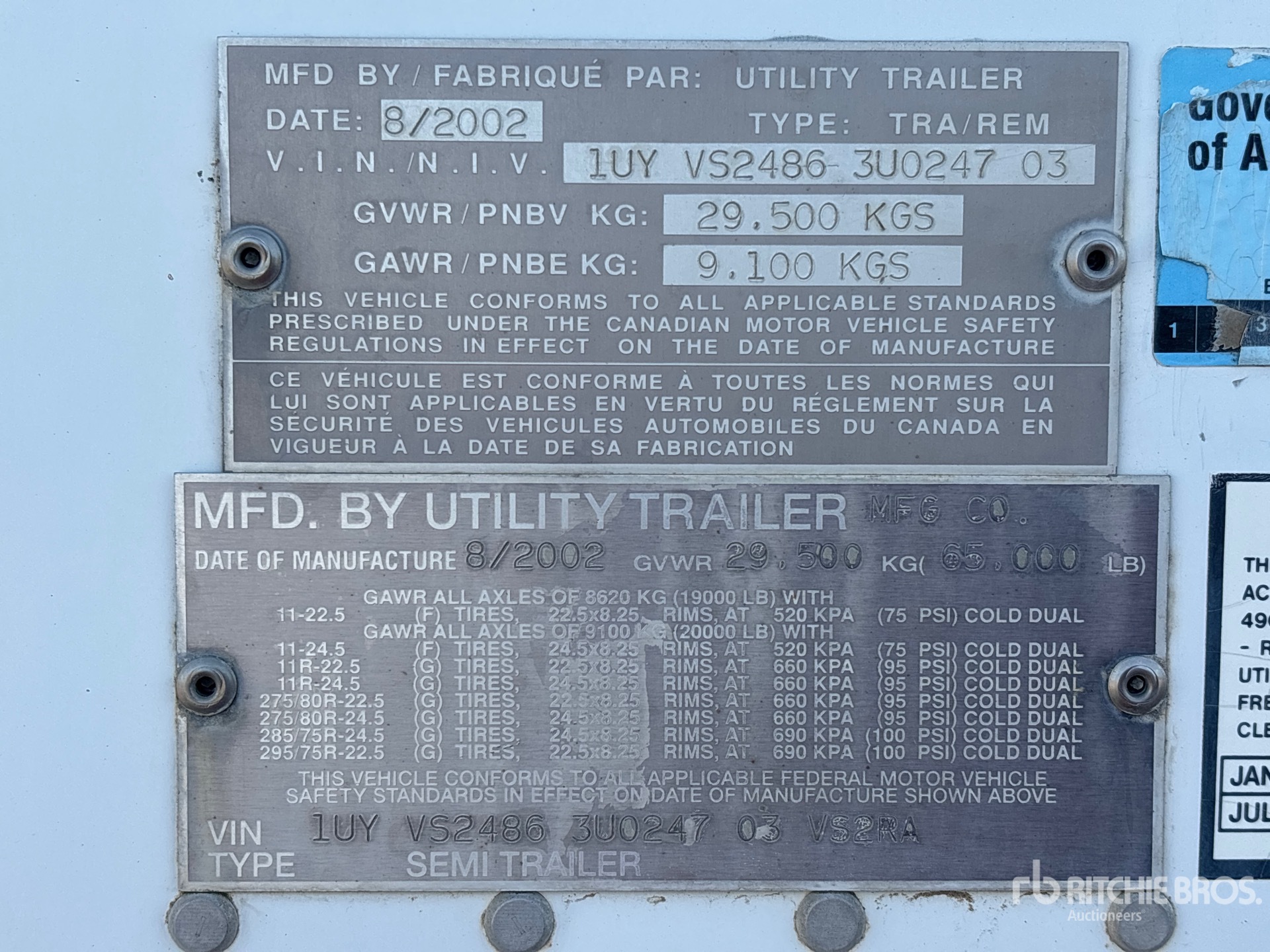 2002 Utility 48 ft T/A