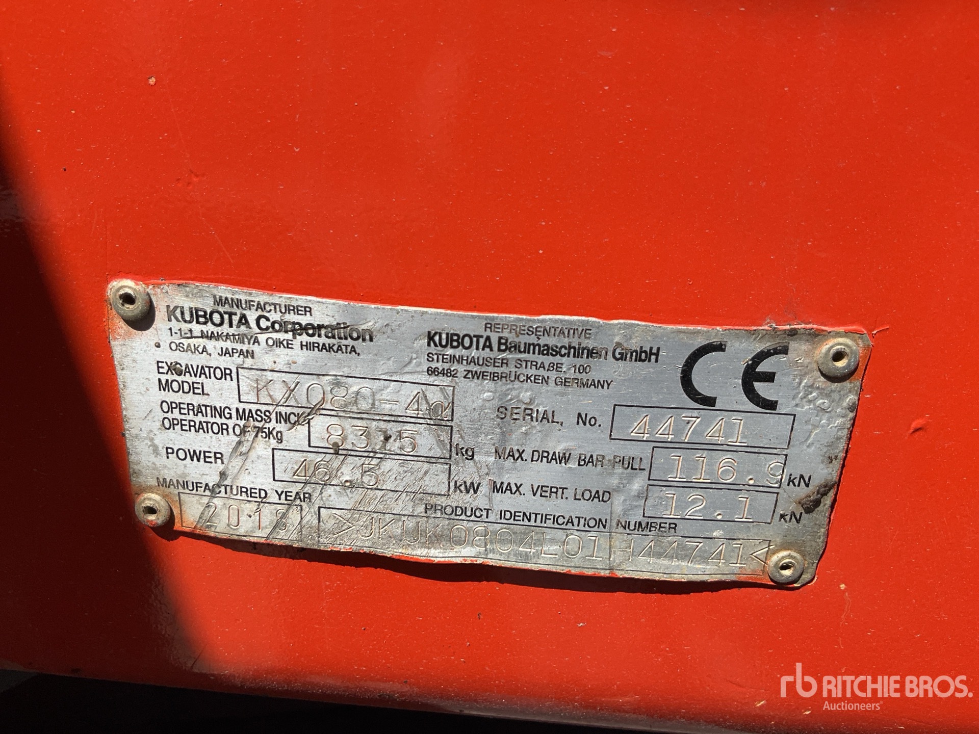 2018 Kubota KX080-4