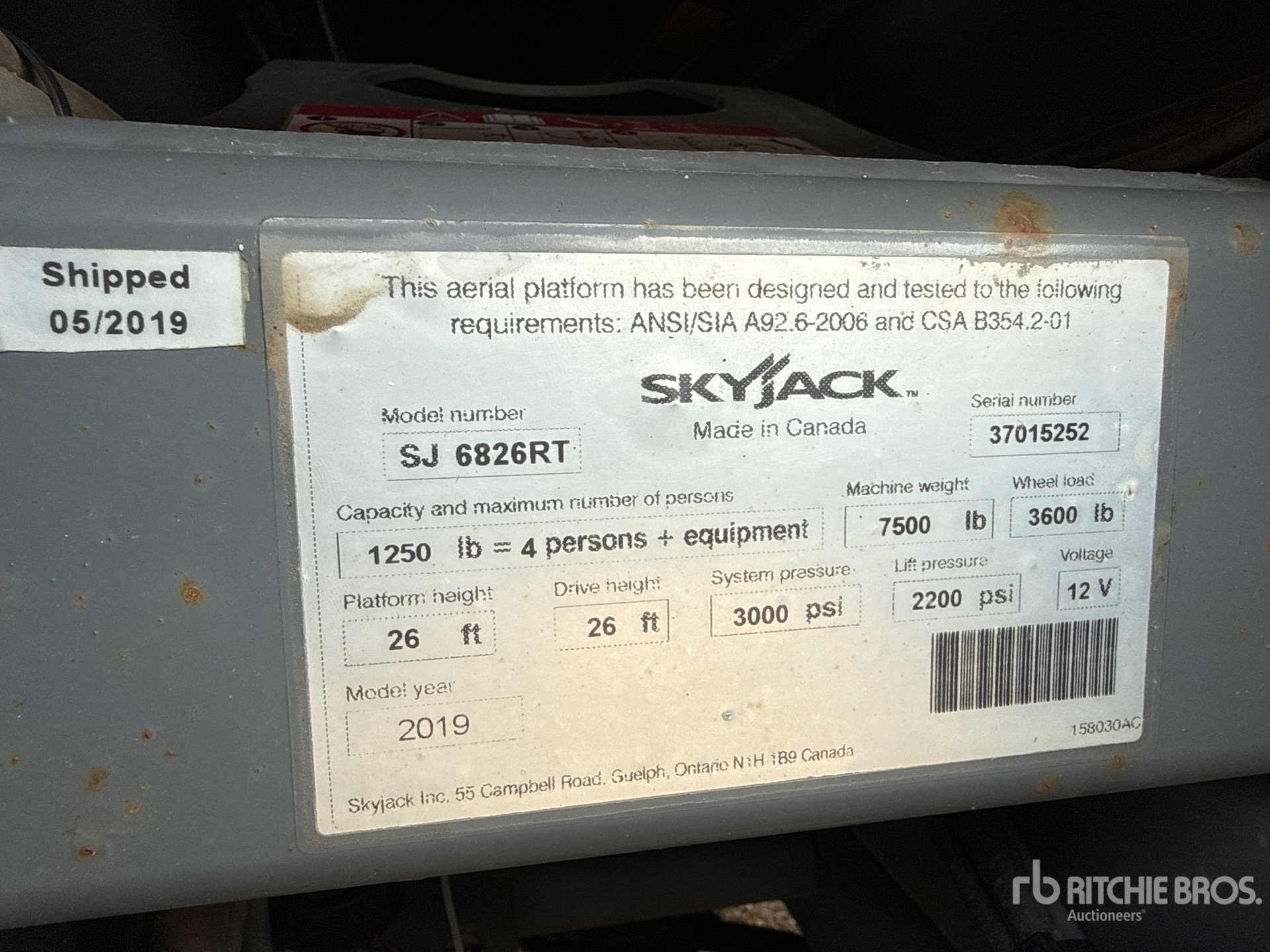 2019 Skyjack 6826RT