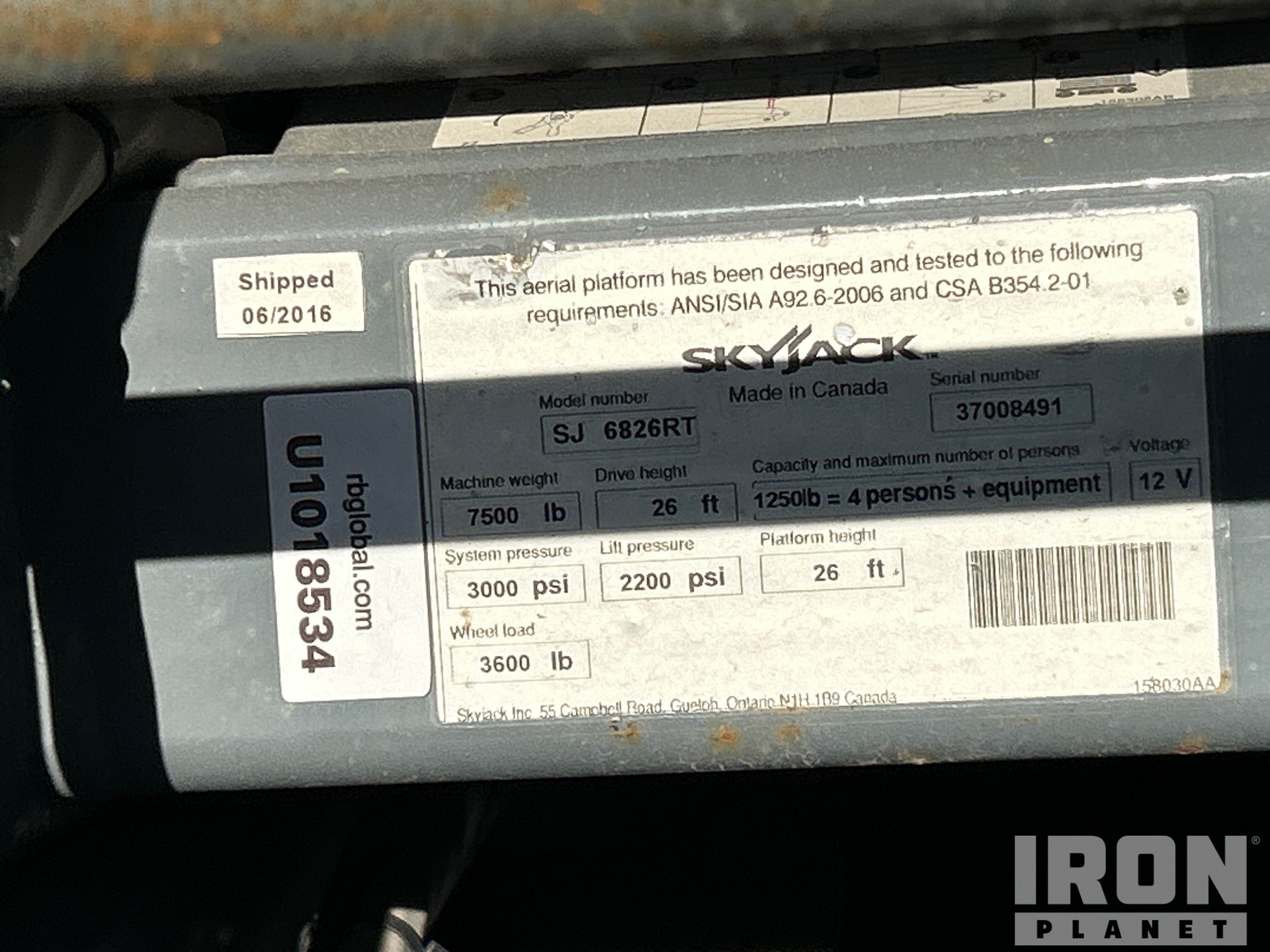 2016 Skyjack SJ6826 RT
