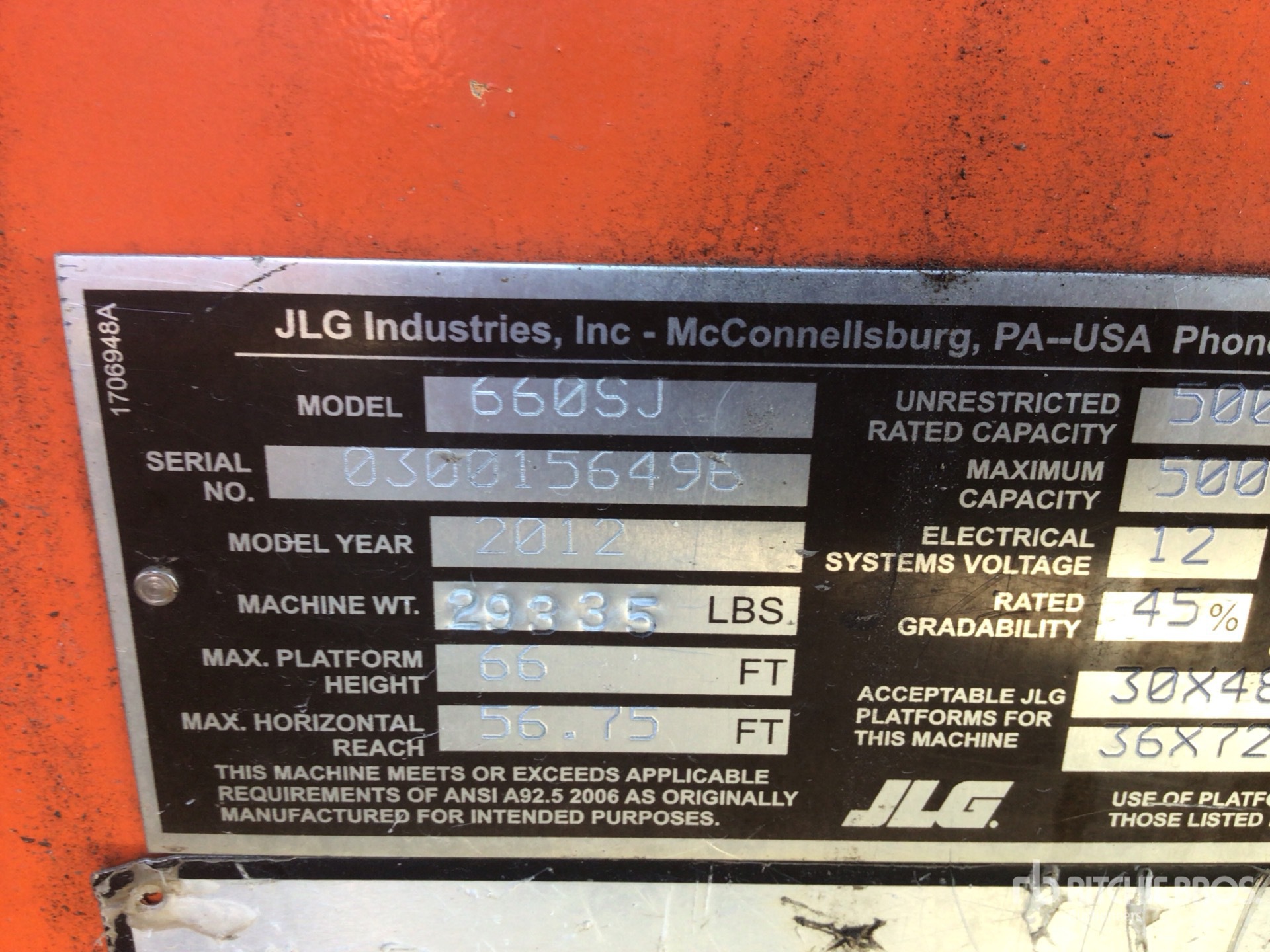 2012 JLG 660SJ