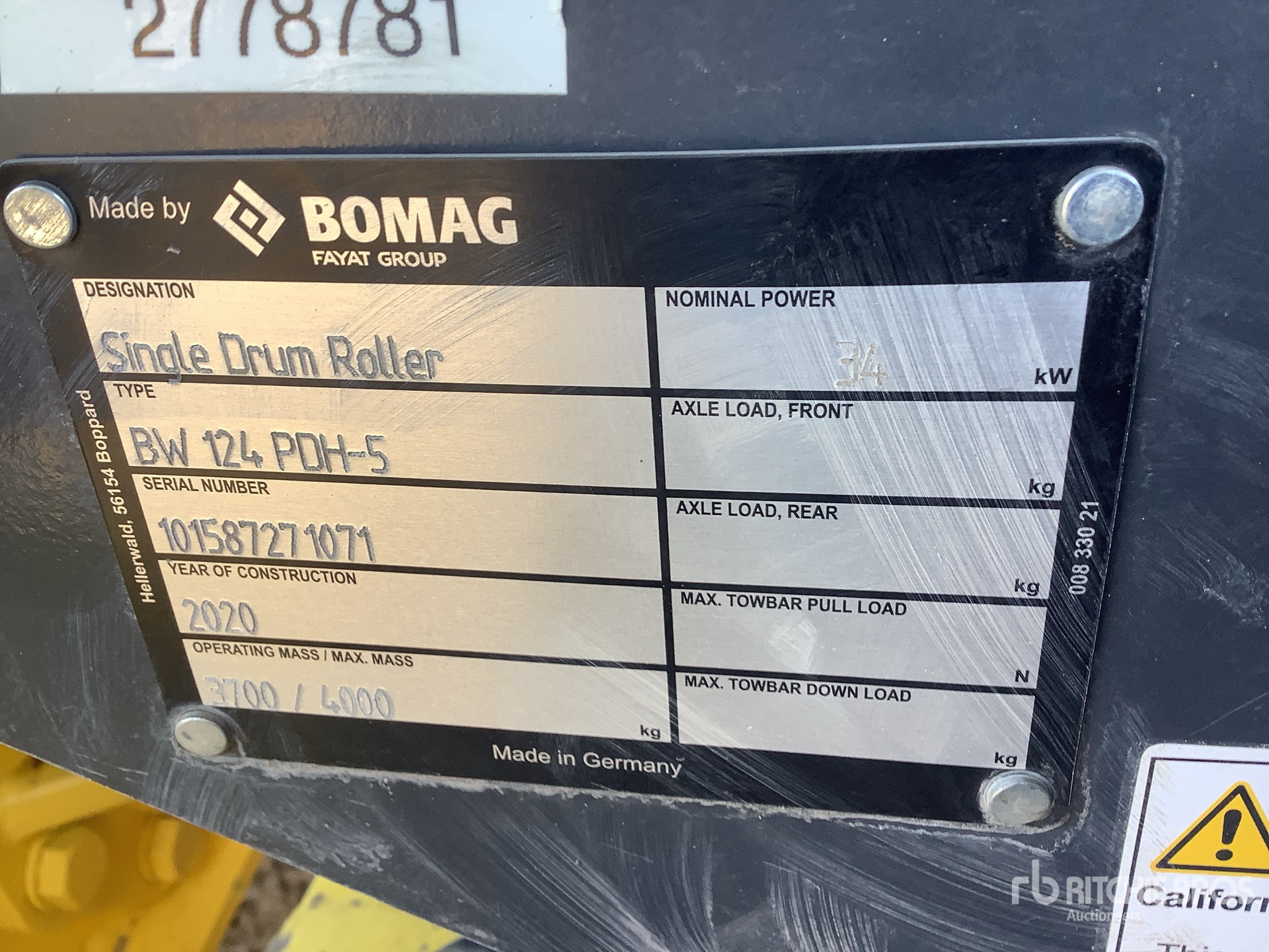 2020 Bomag BW124PDH-5