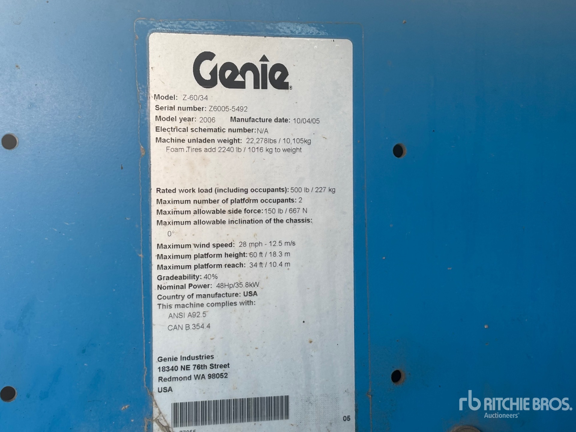 2006 Genie Z6034