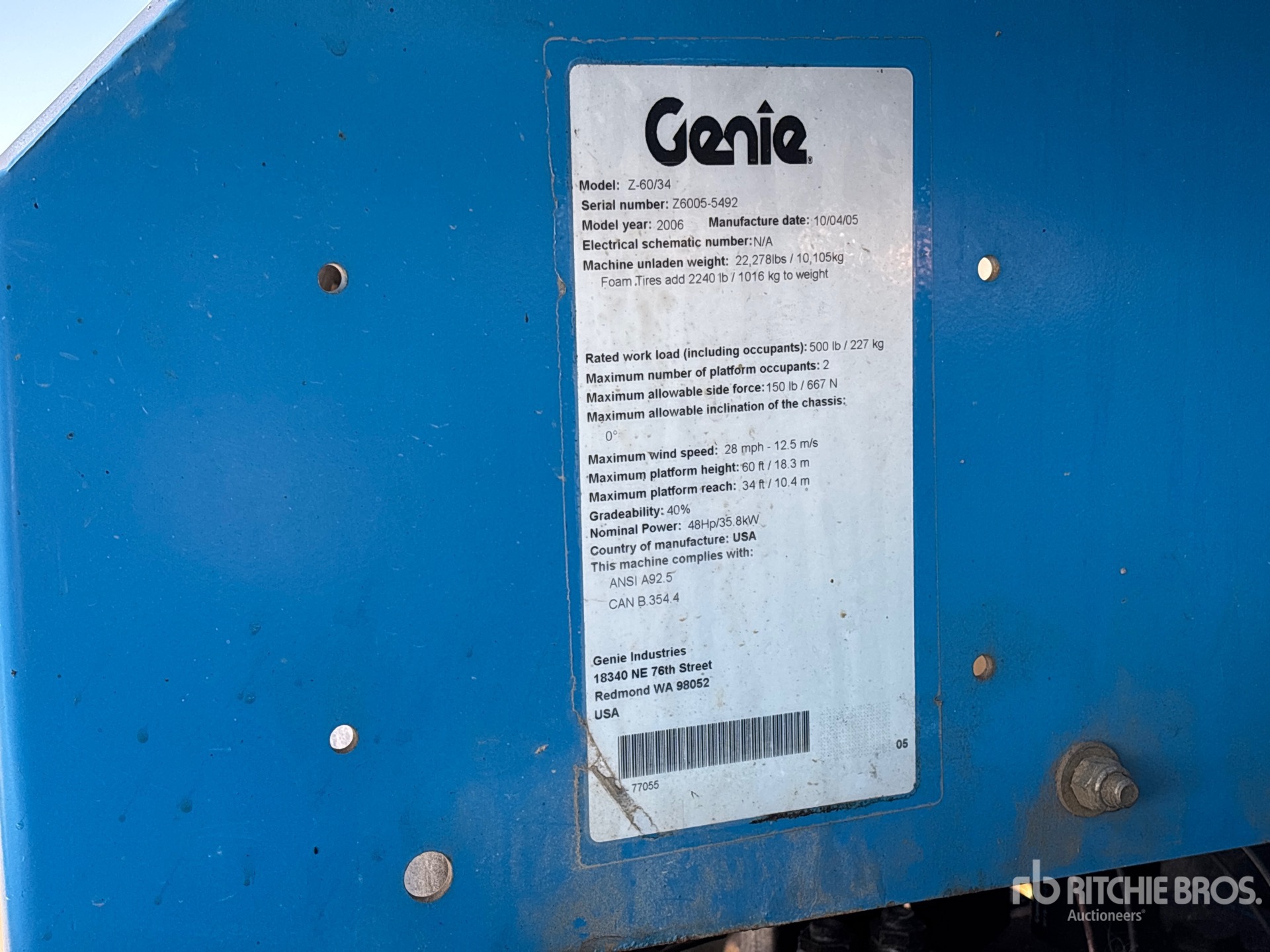 2006 Genie Z6034