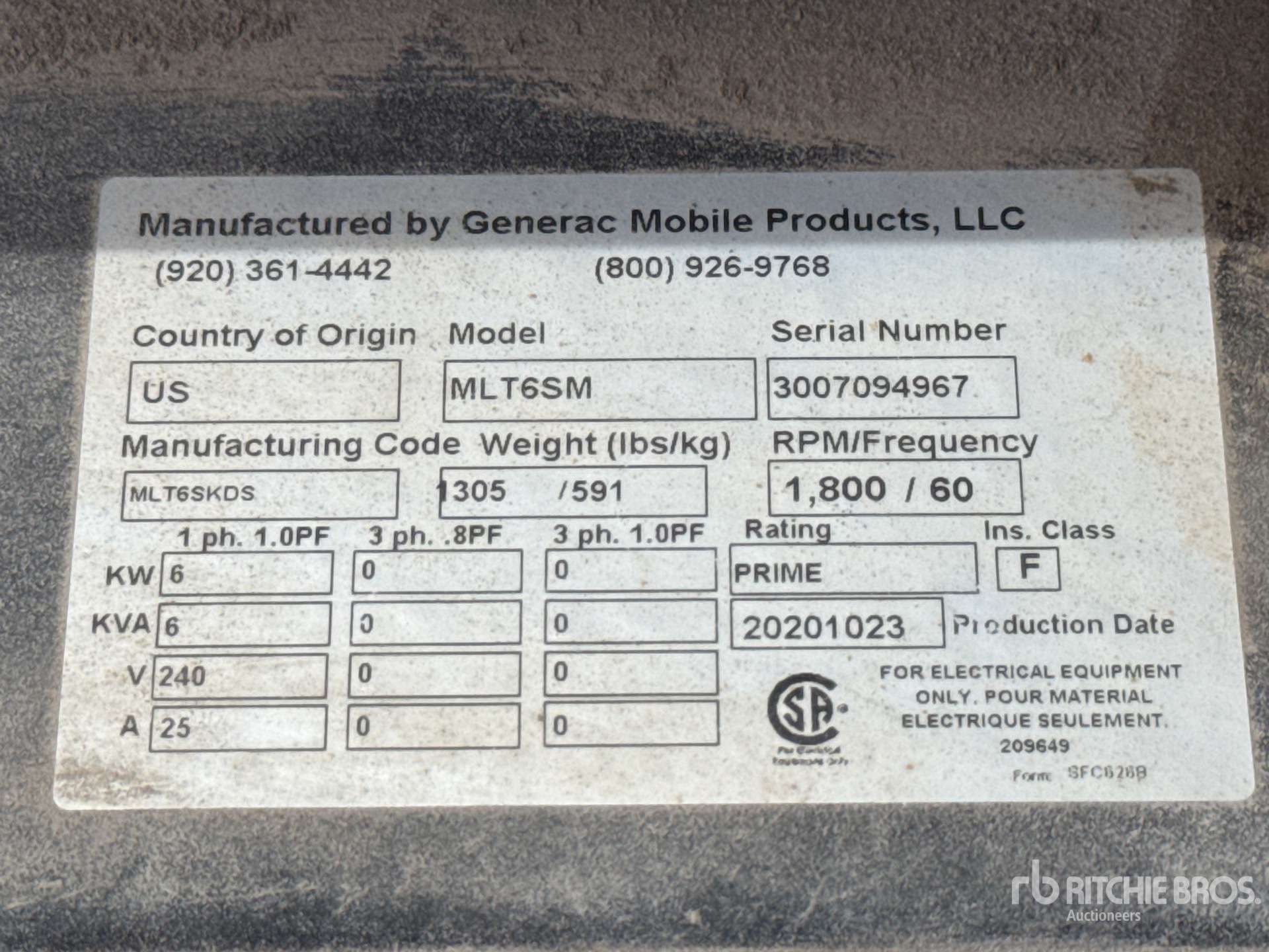 2020 Generac MLT6SKDS