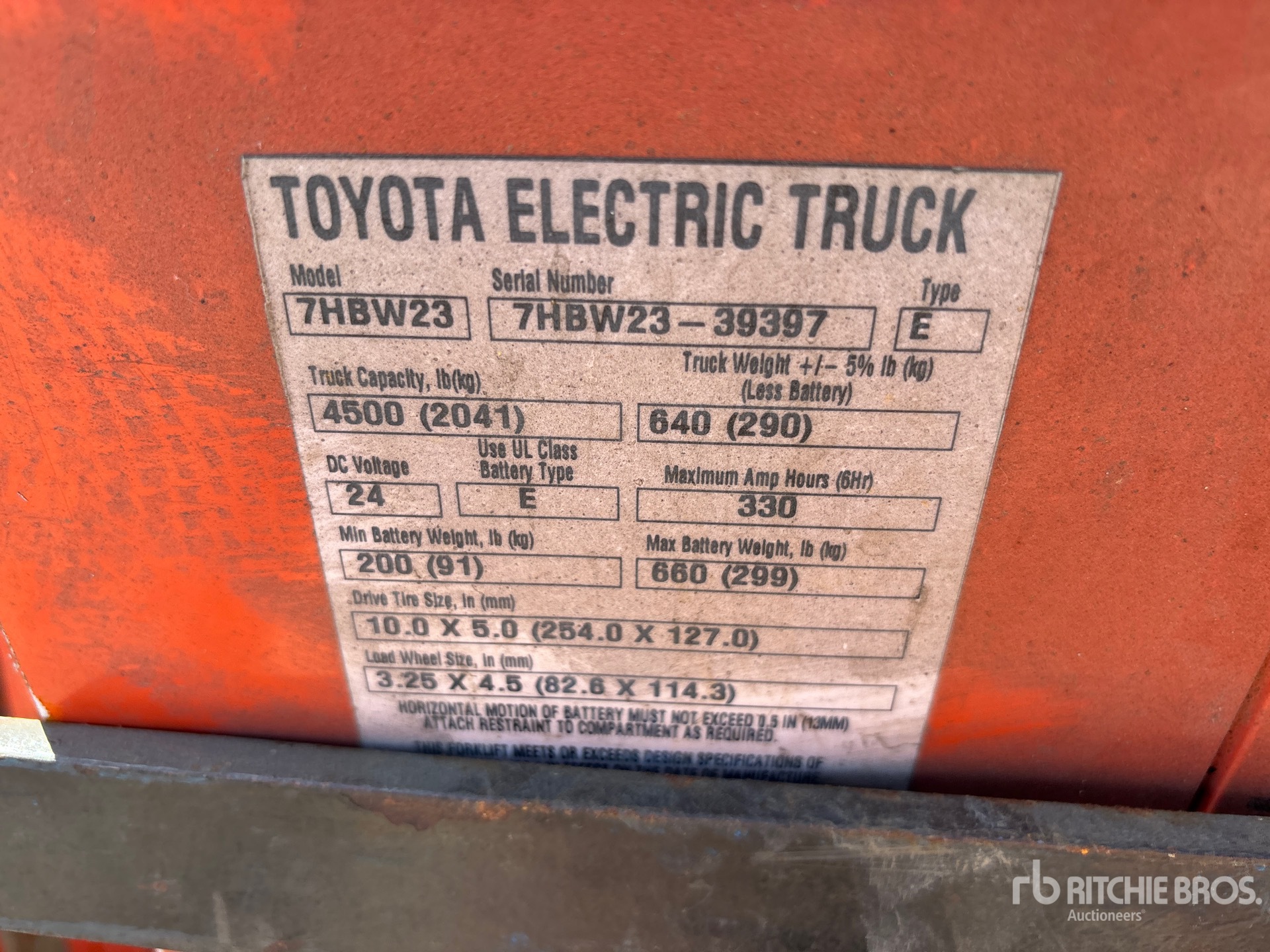 Toyota QUANTITY OF (6) 4500 LB ELECTRI ...
