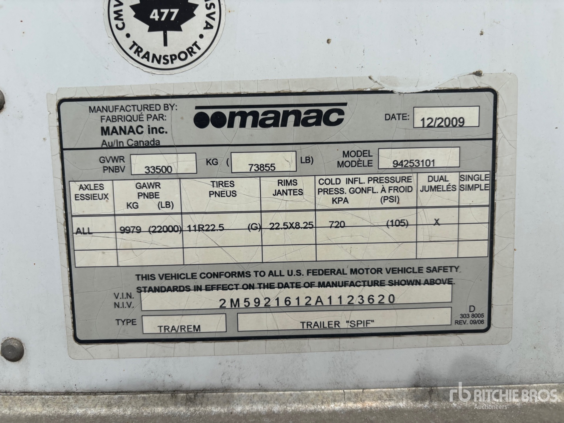 2010 Manac 53 ft T/A