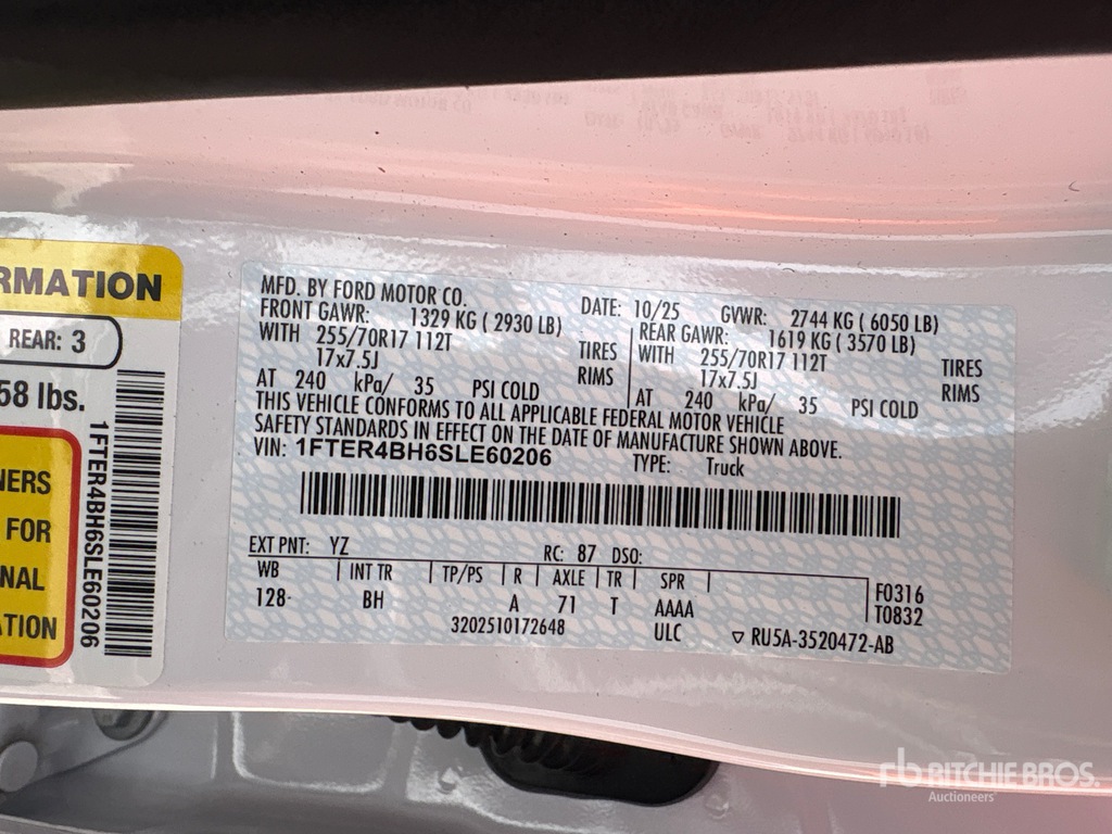 General Appearance with Serial Number / VIN
