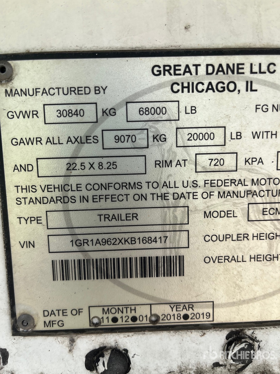 2019 Great Dane ECM-1114-12148