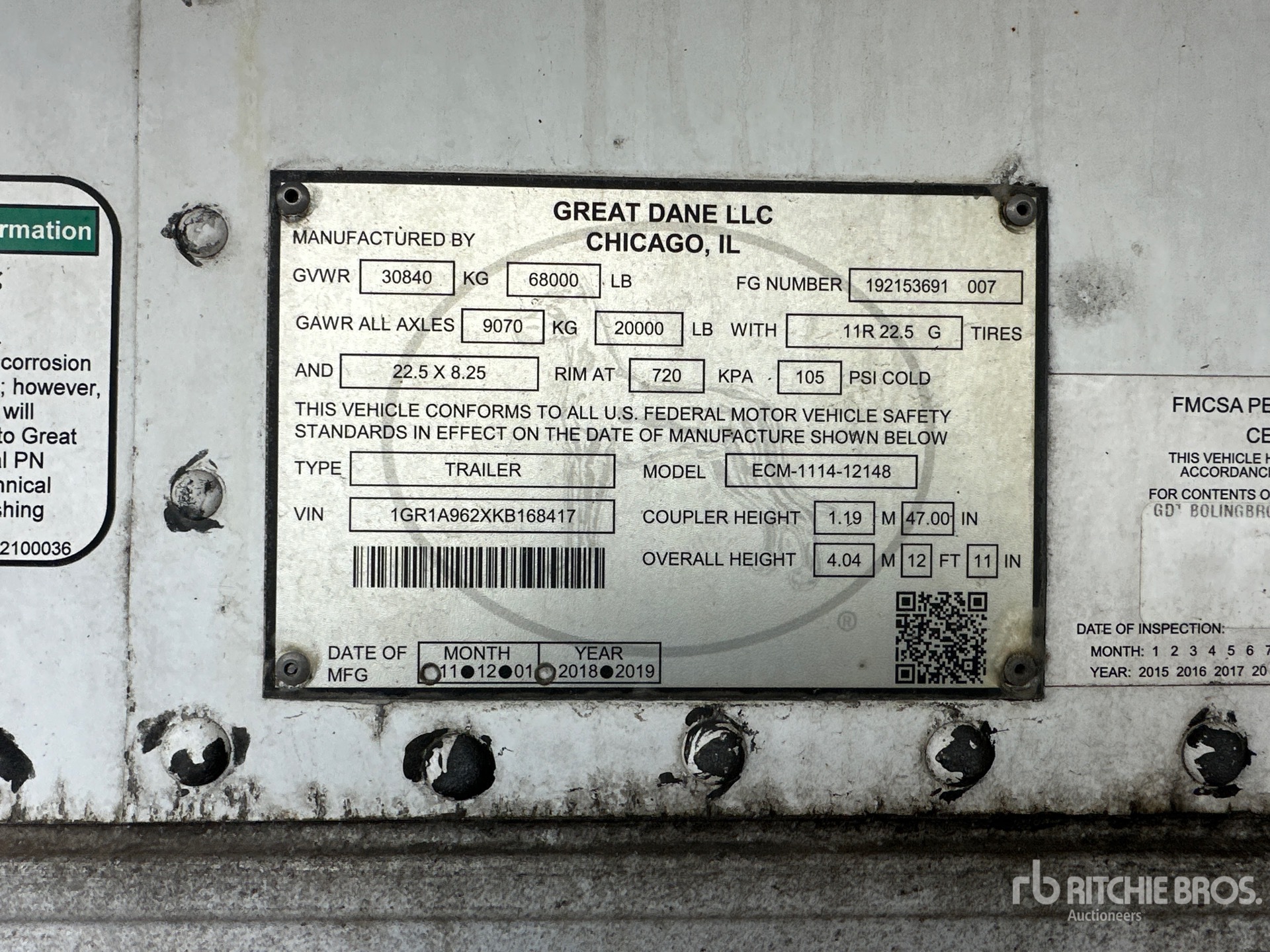 2019 Great Dane ECM-1114-12148