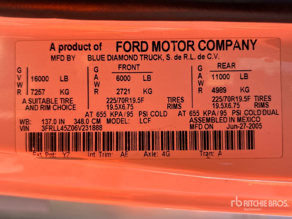 General Appearance with Serial Number / VIN