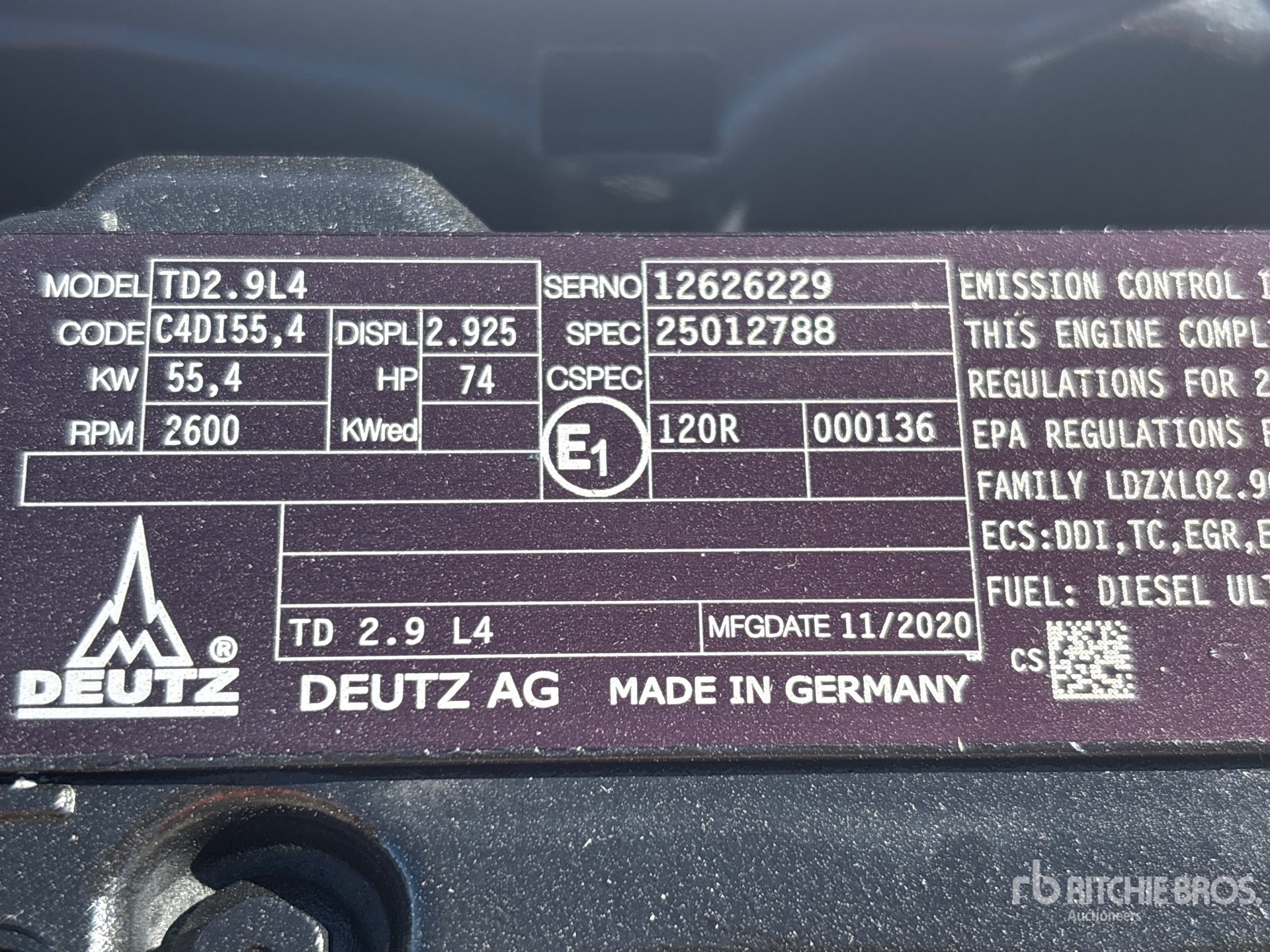 2020 Deutz TD2.9L4