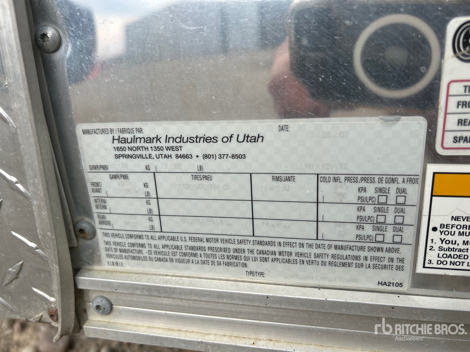 2007 Haulmark 12 FT T/A