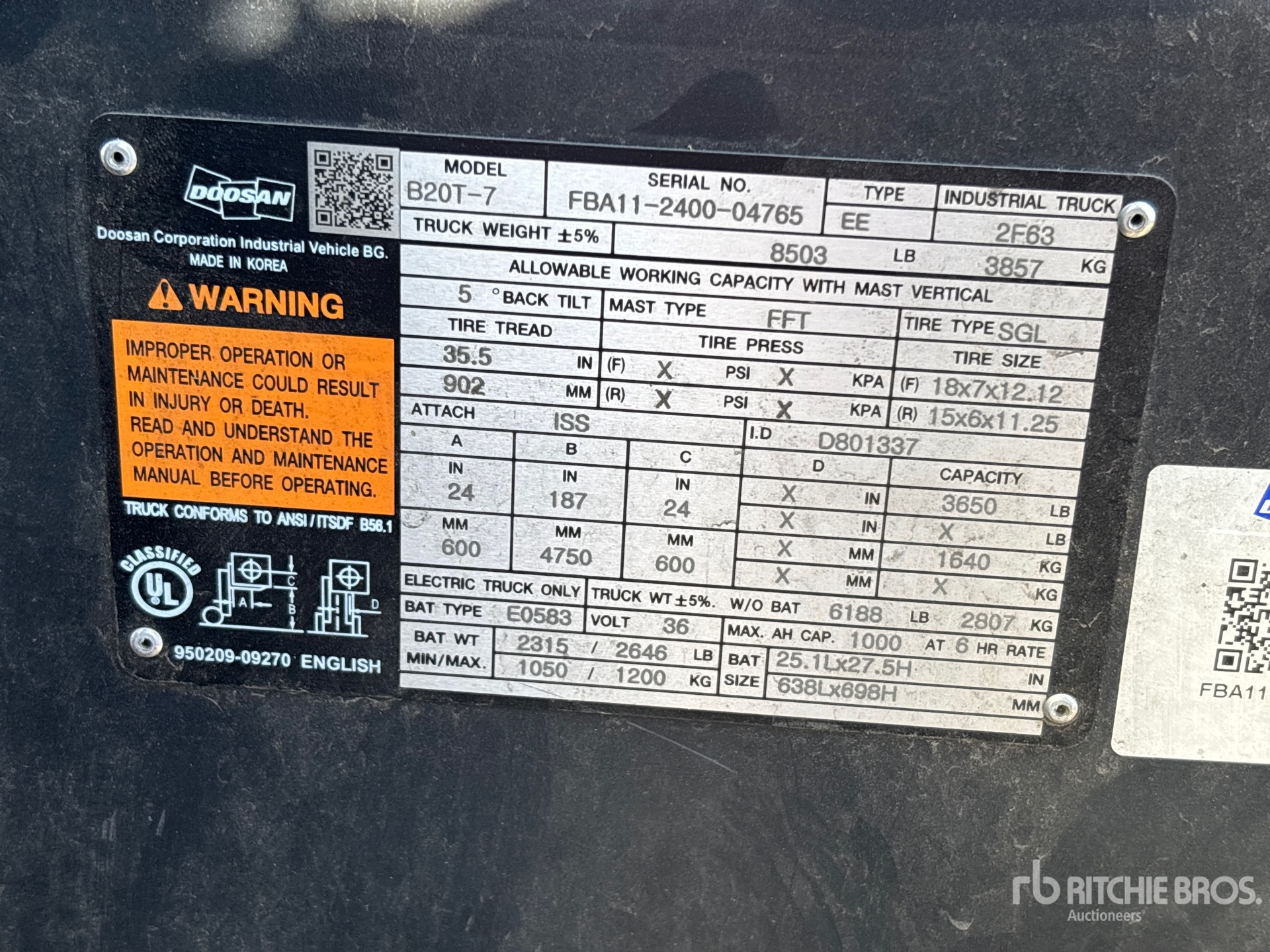 2020 Doosan B20T7