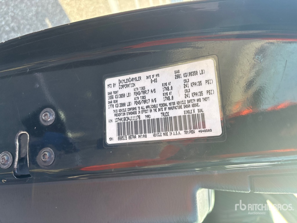 General Appearance with Serial Number / VIN