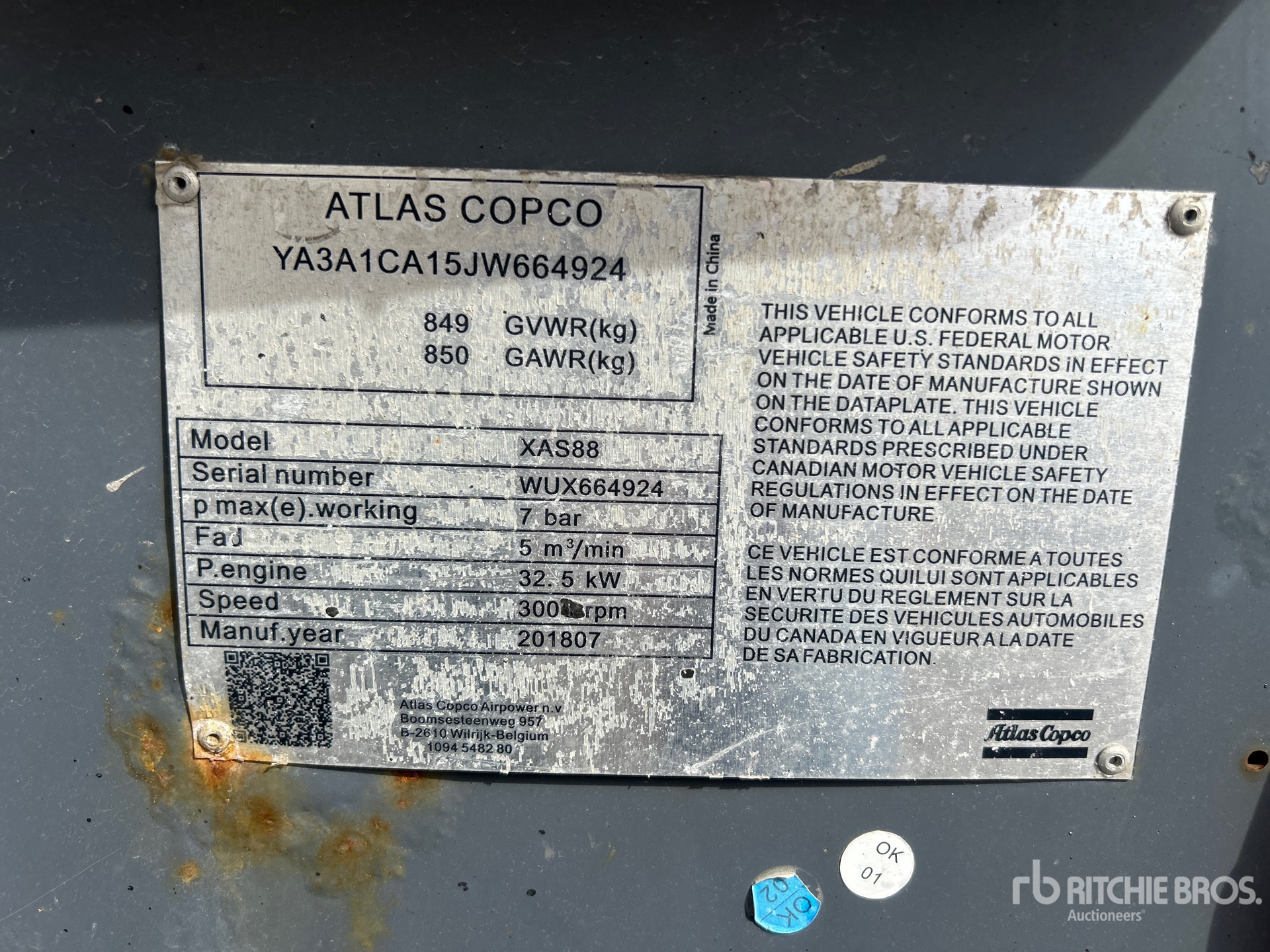 2018 Atlas Copco XAS88