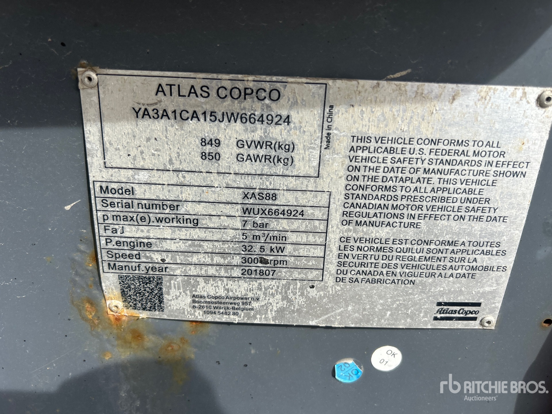 2018 Atlas Copco XAS88