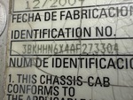 General Appearance with Serial Number / VIN