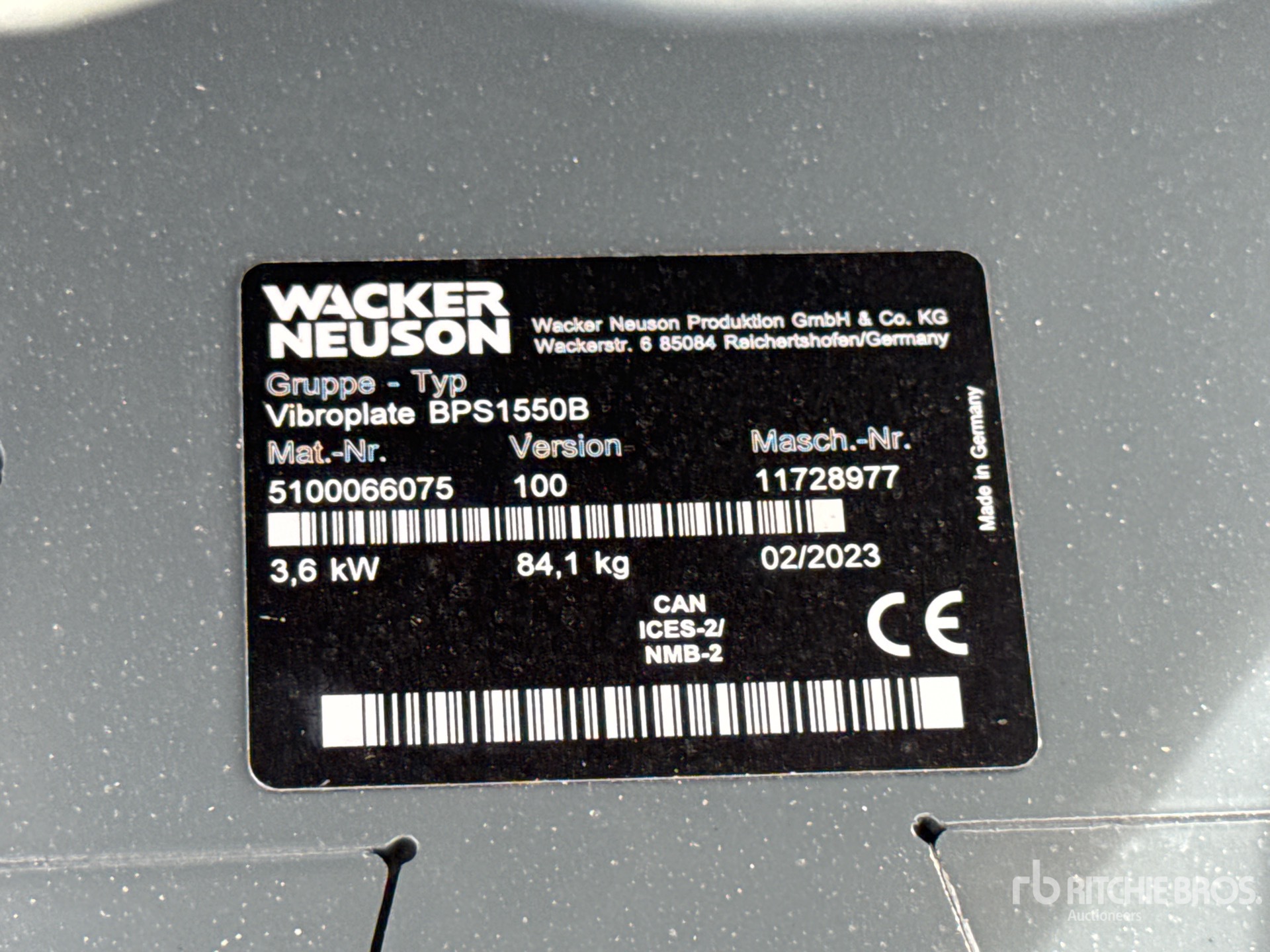 2023 Wacker Neuson VIBROPLATE BPS1550B (UNUSED)